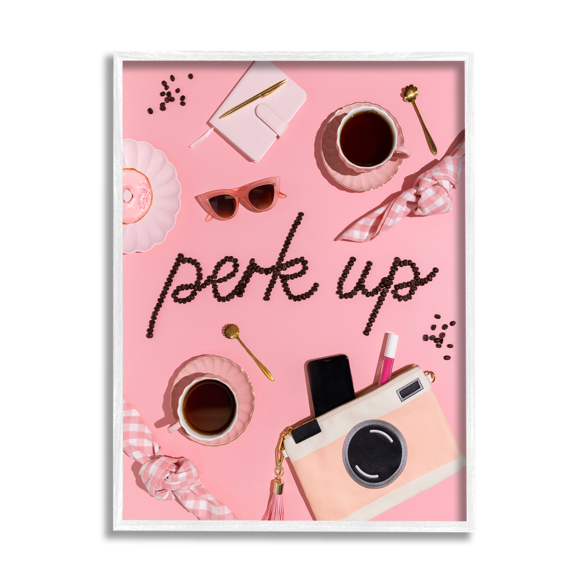 Stupell Industries Perk Up Glam Coffees Food & Beverage Painting White Framed Art Print Wall Art, 11 x 14