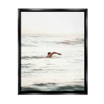 Stupell Industries Person Swimming in Sea Novelty Photography Black Floater Framed Canvas Art Print Wall Art, 17 x 21