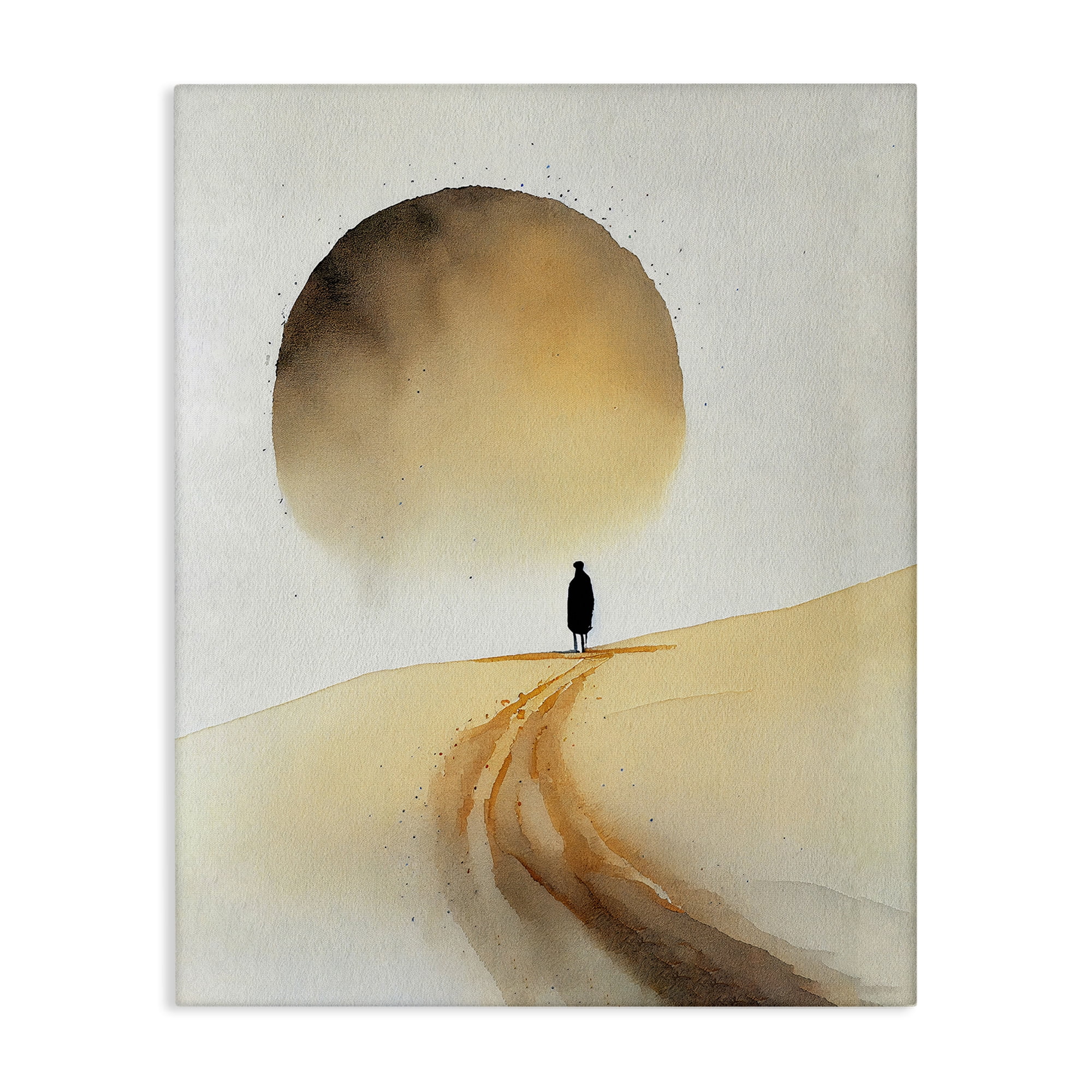 Stupell Industries Person Walking Desert Dunes Landscape Painting Gallery Wrapped Canvas Art Print Wall Art, 30 x 40