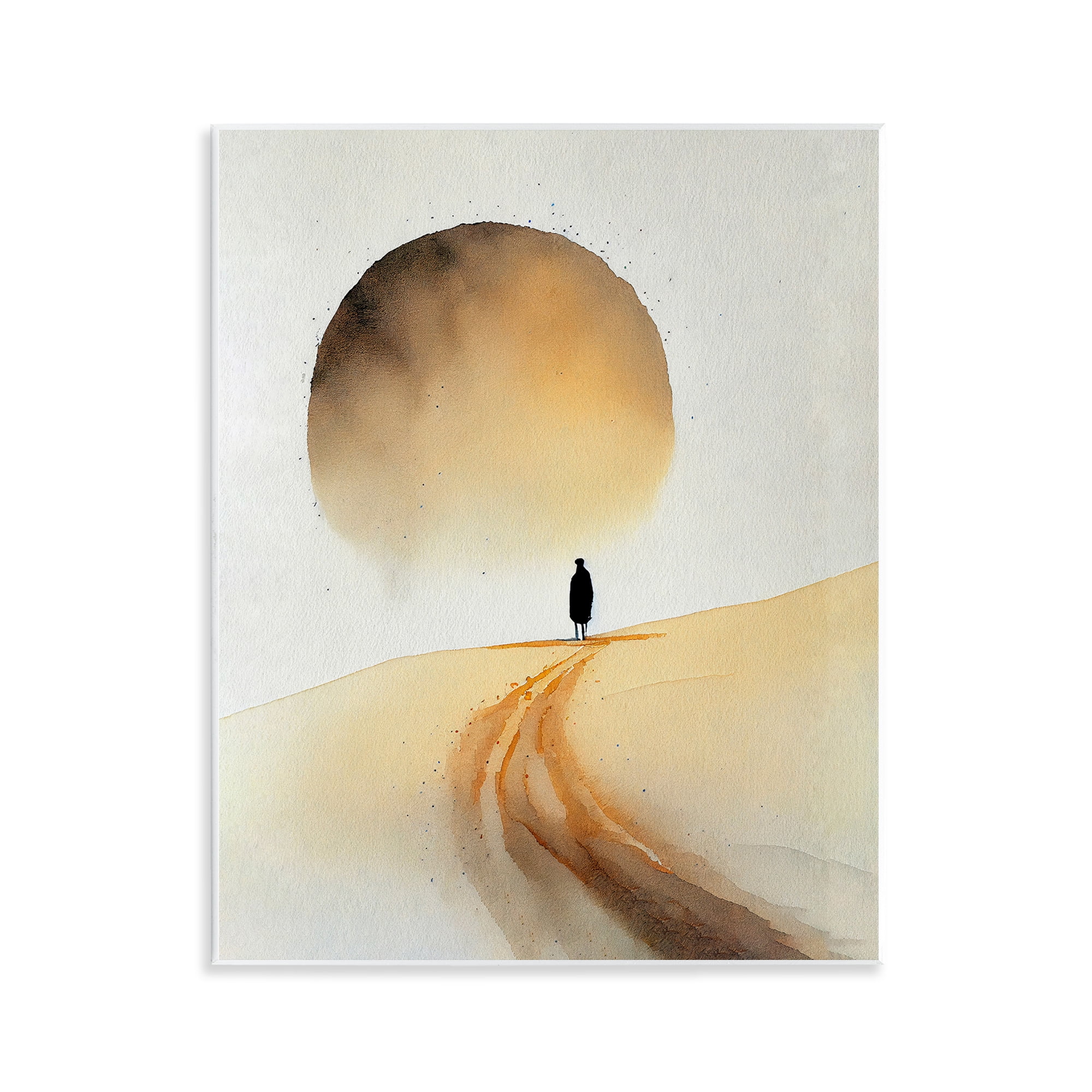 Stupell Industries Person Walking Desert Dunes Landscape Painting Unframed Art Print Wall Art, 11 x 14