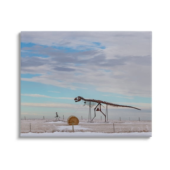 Stupell Industries Person Walking Dinosaur Skeleton Beach Sand Dunes Photograph Gallery Wrapped Canvas Print Wall Art, Design by Jeff Poe Photography