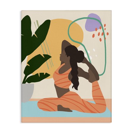 Stupell Industries Contemporary Person Working Out Yoga Plant Modern Design Canvas Art, 36 x 48, by Annie Warren