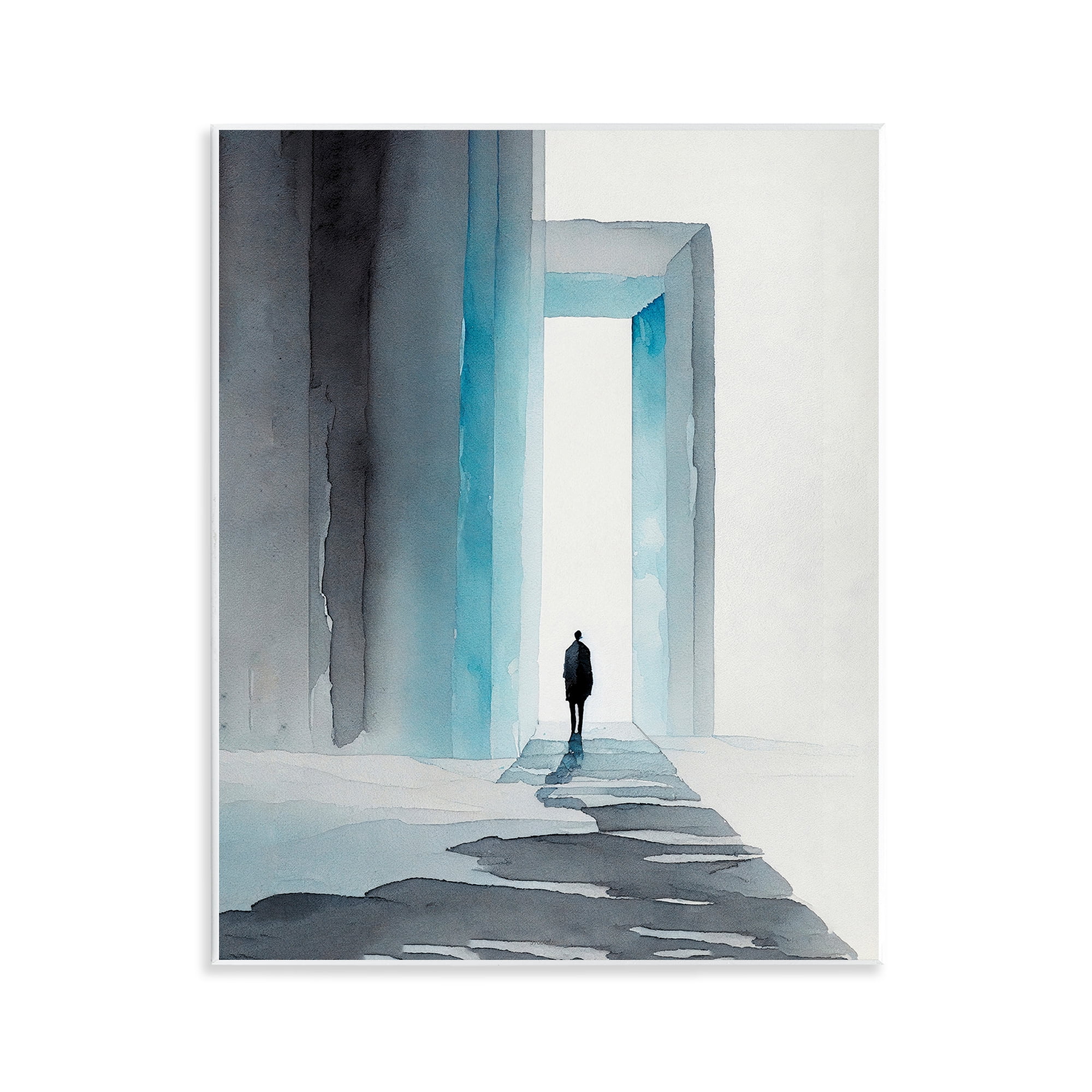 Stupell Industries Person with Snowy Doorway Landscape Painting Unframed Art Print Wall Art, 11 x 14