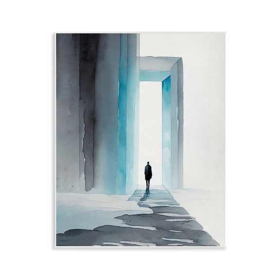 Stupell Industries Person with Snowy Doorway Landscape Painting Unframed Art Print Wall Art, 11 x 14