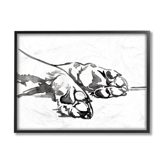 Stupell Industries Pet Animal Paws Minimal Ink Linework Black Framed by Jennifer Paxton Parker