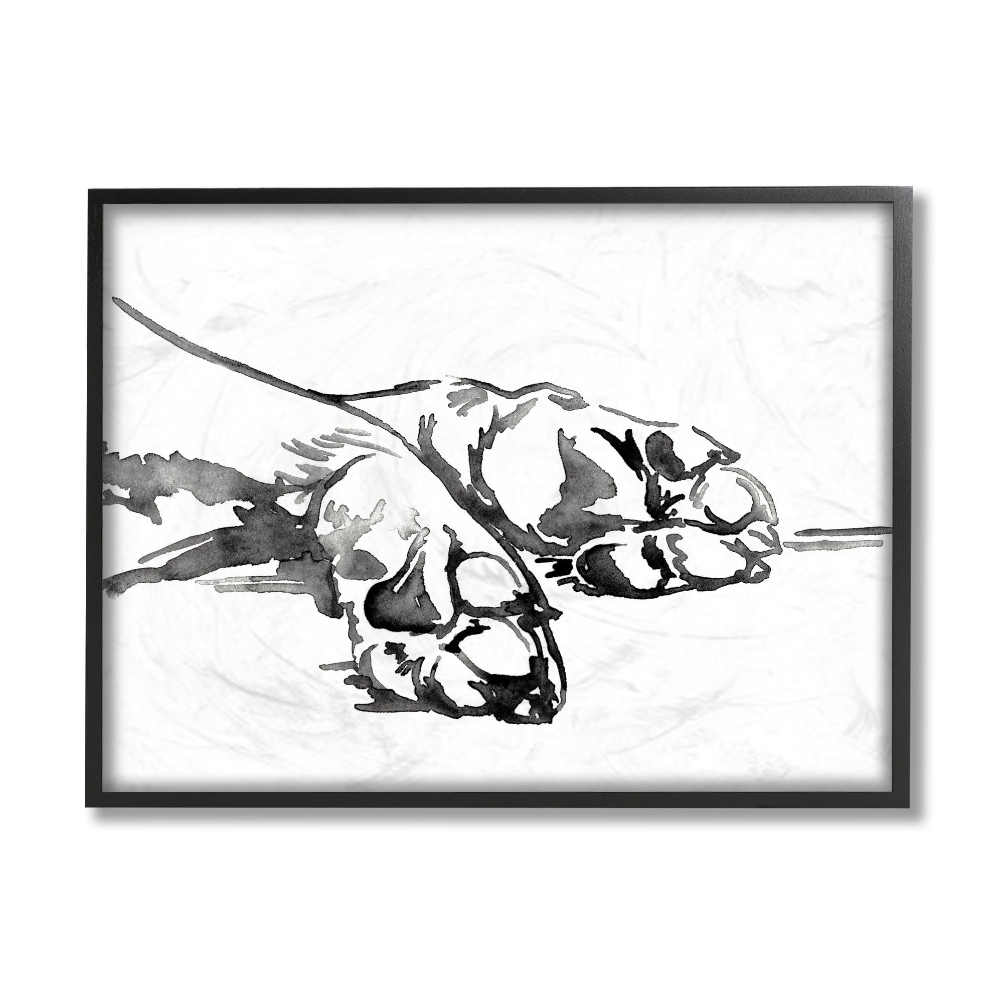 Stupell Industries Pet Animal Paws Minimal Ink Linework Black Framed by Jennifer Paxton Parker