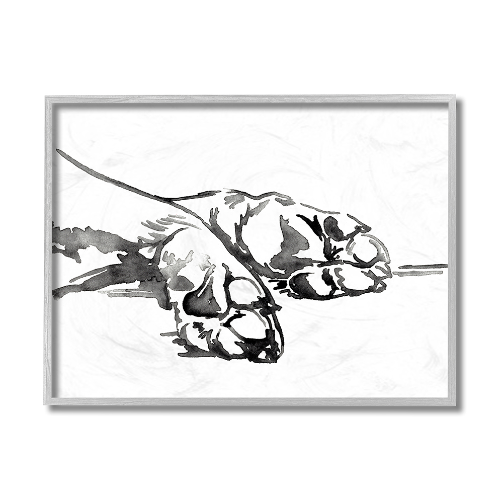 Stupell Industries Pet Animal Paws Minimal Ink Linework Gray Framed by Jennifer Paxton Parker