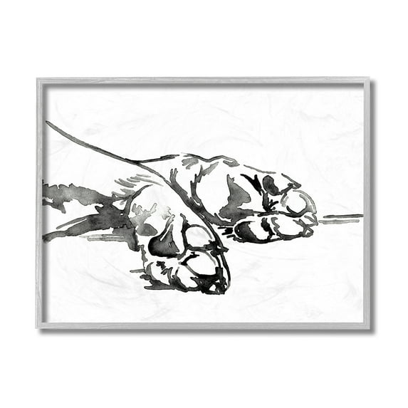 Stupell Industries Pet Animal Paws Minimal Ink Linework Gray Framed by Jennifer Paxton Parker