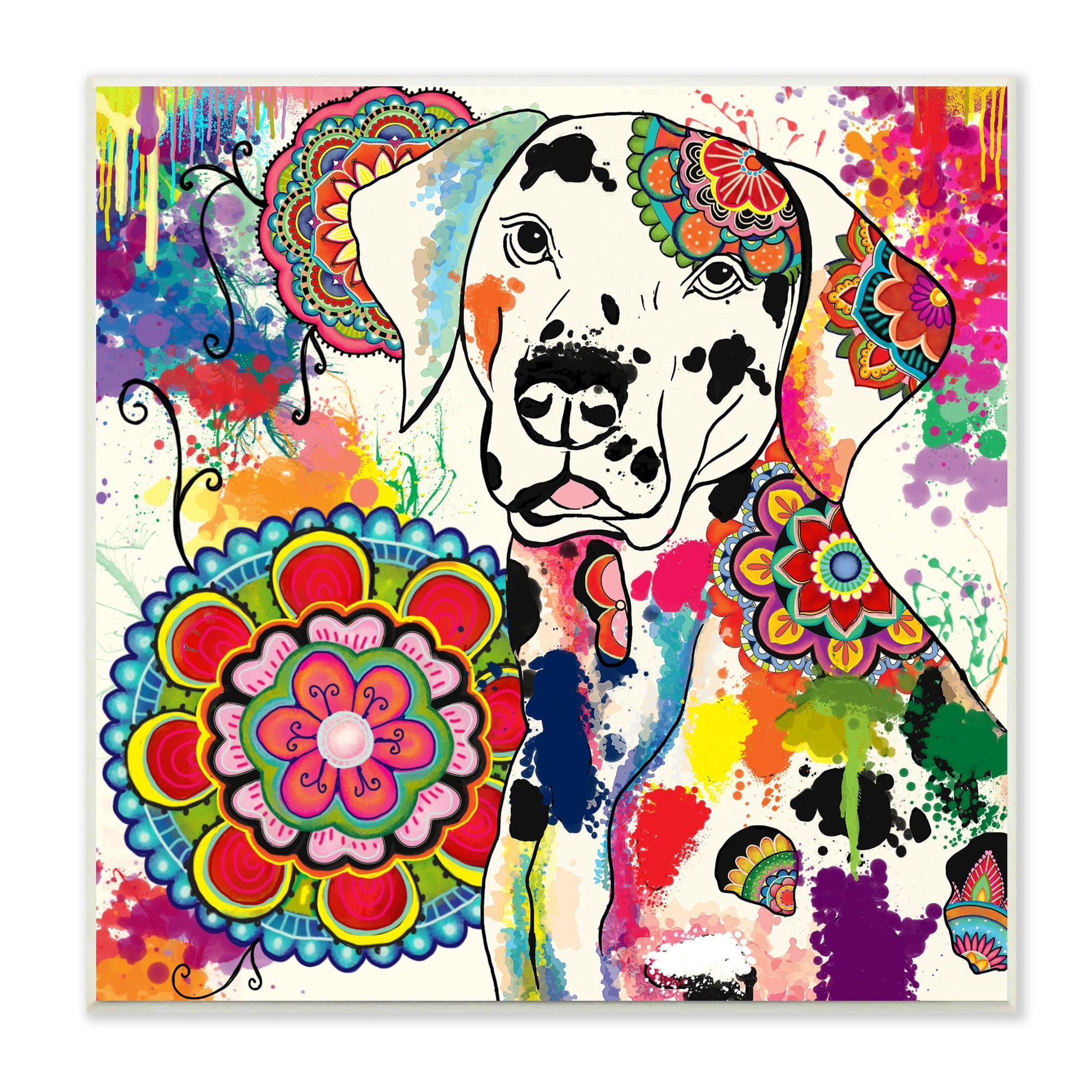 Stupell Industries Pet Labrador Dog Portrait Vibrant Boho Medallion Pattern, 12 x 12,Design by Sangita Bachelet