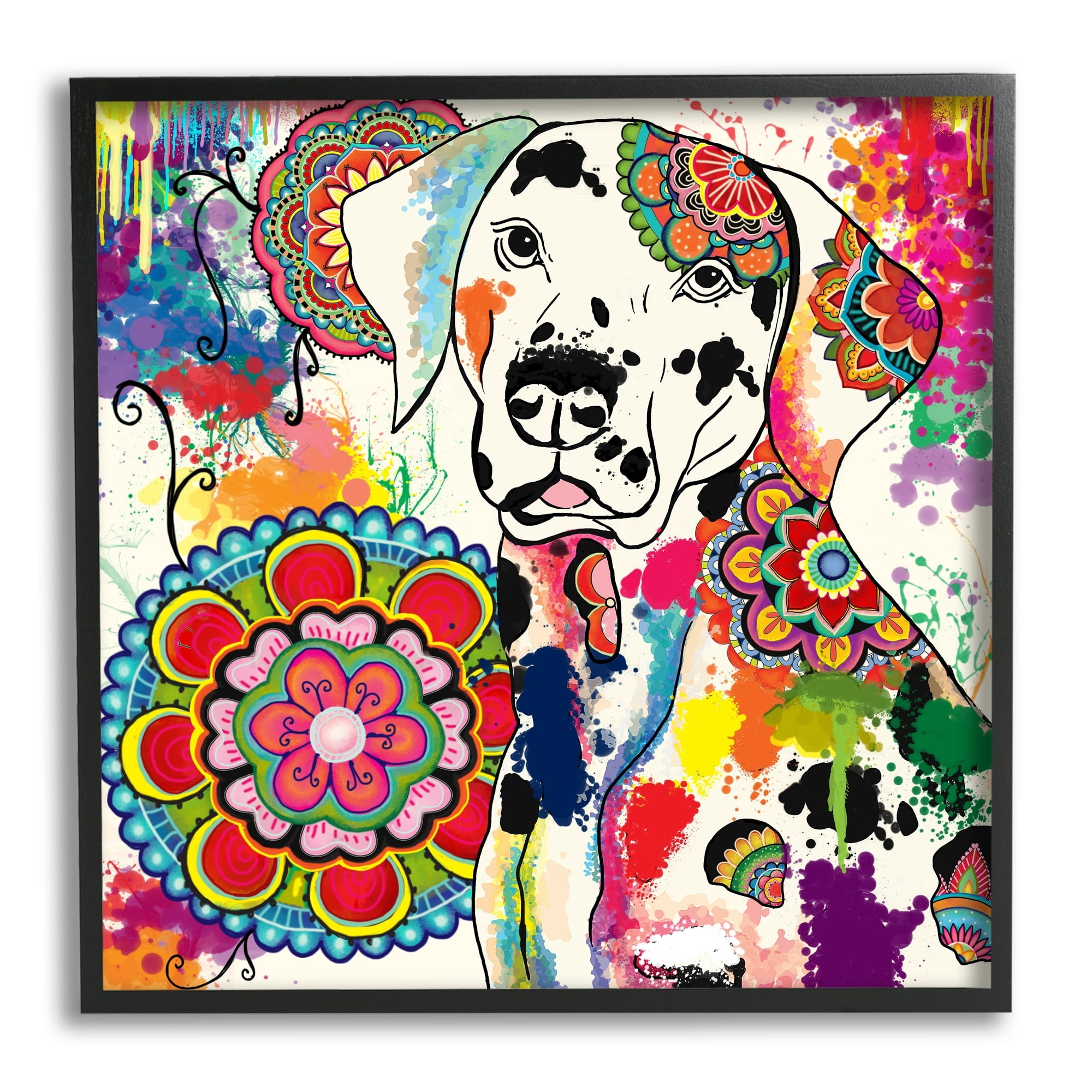 Stupell Industries Pet Labrador Dog Portrait Vibrant Boho Medallion Pattern, 24 x 24,Design by Sangita Bachelet