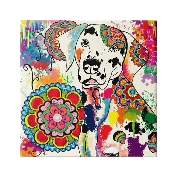 Stupell Industries Pet Labrador Dog Portrait Vibrant Boho Medallion Pattern, 36 x 36,Design by Sangita Bachelet