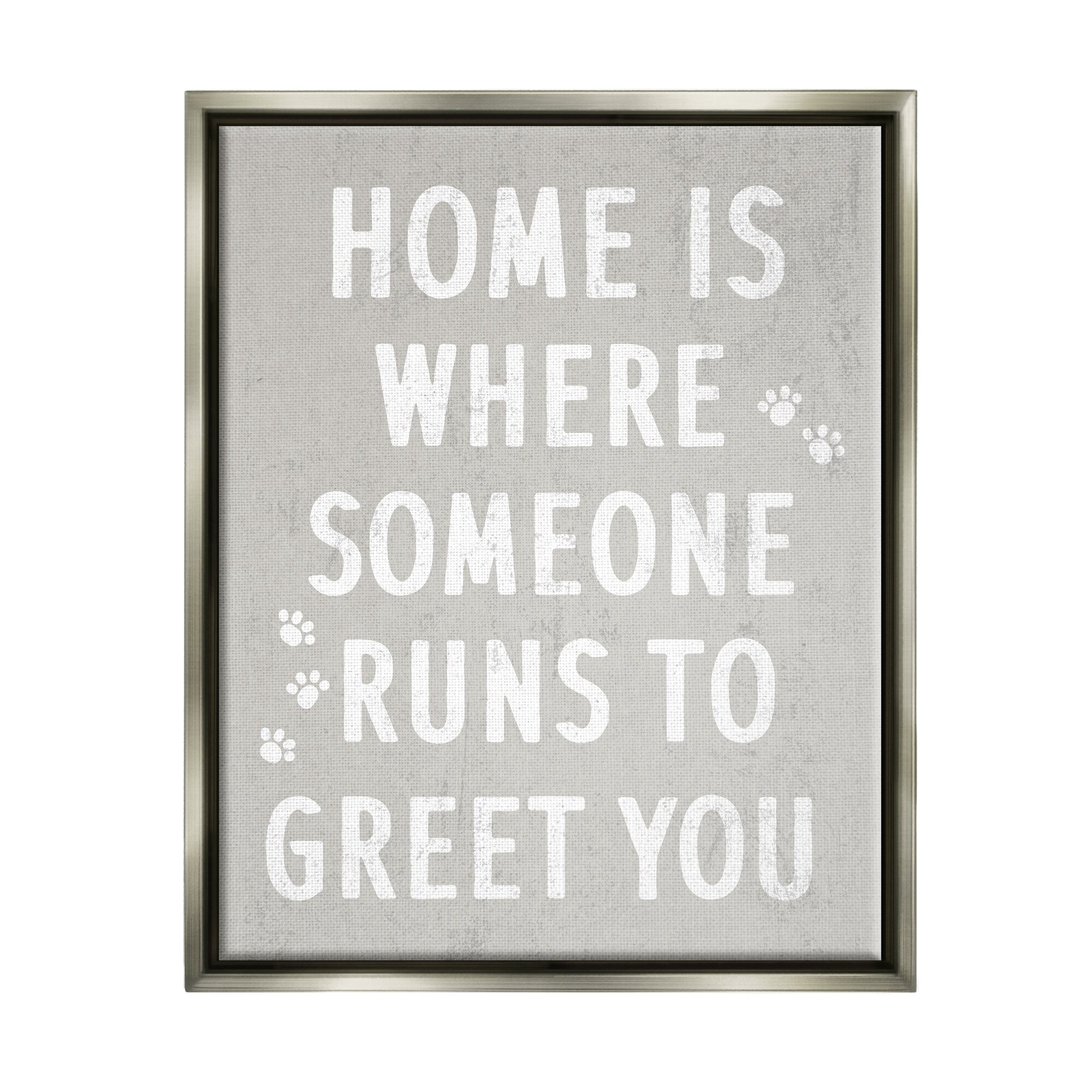 Stupell Industries Pet Parents Home Sentiment Animal Paw Prints Graphic Art Luster Gray Floating Framed Canvas Print Wall Art, Design by Daphne Polselli