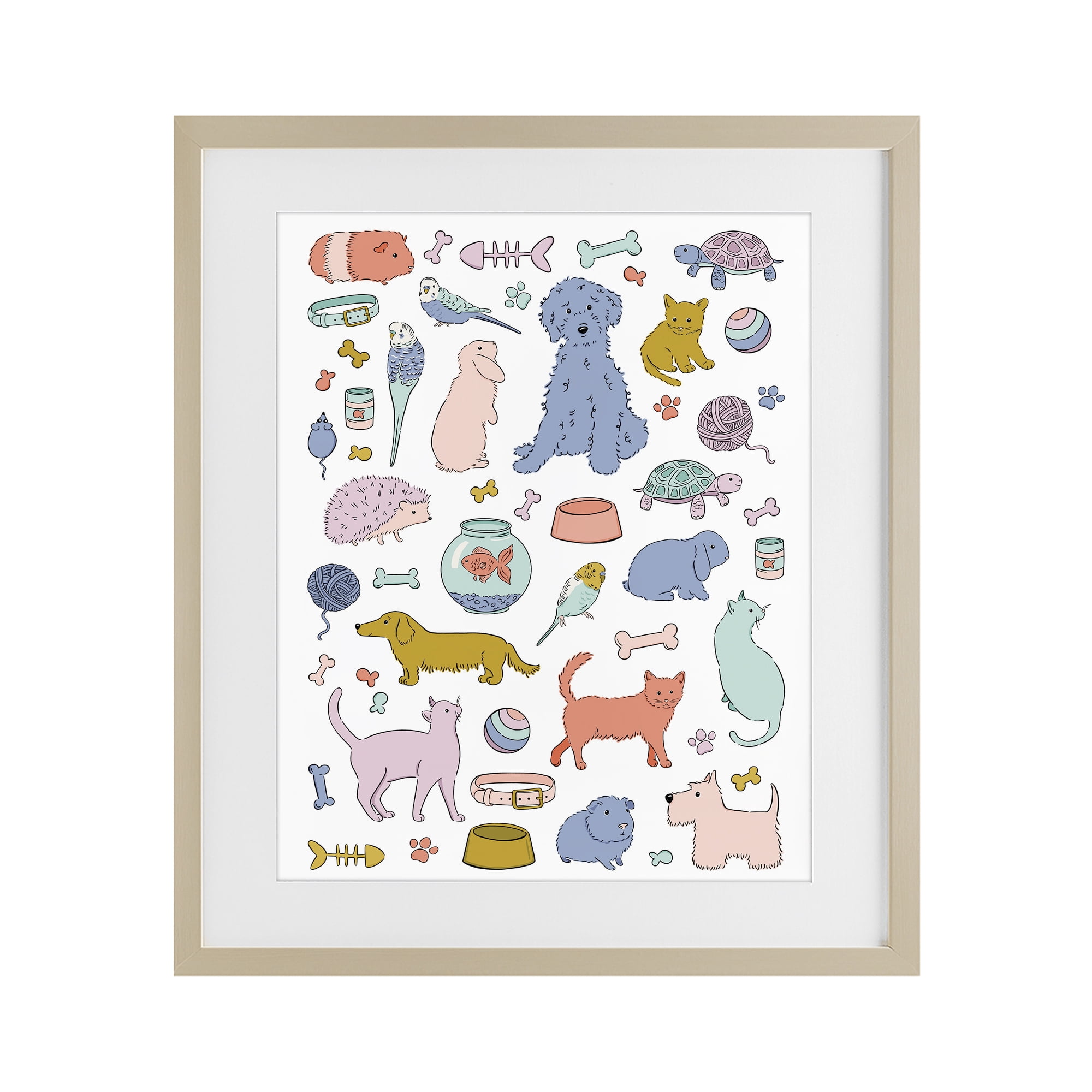 Stupell Industries Pet Shop Menagerie Birch Framed Print Under Glass, design by Bethany Sandoval