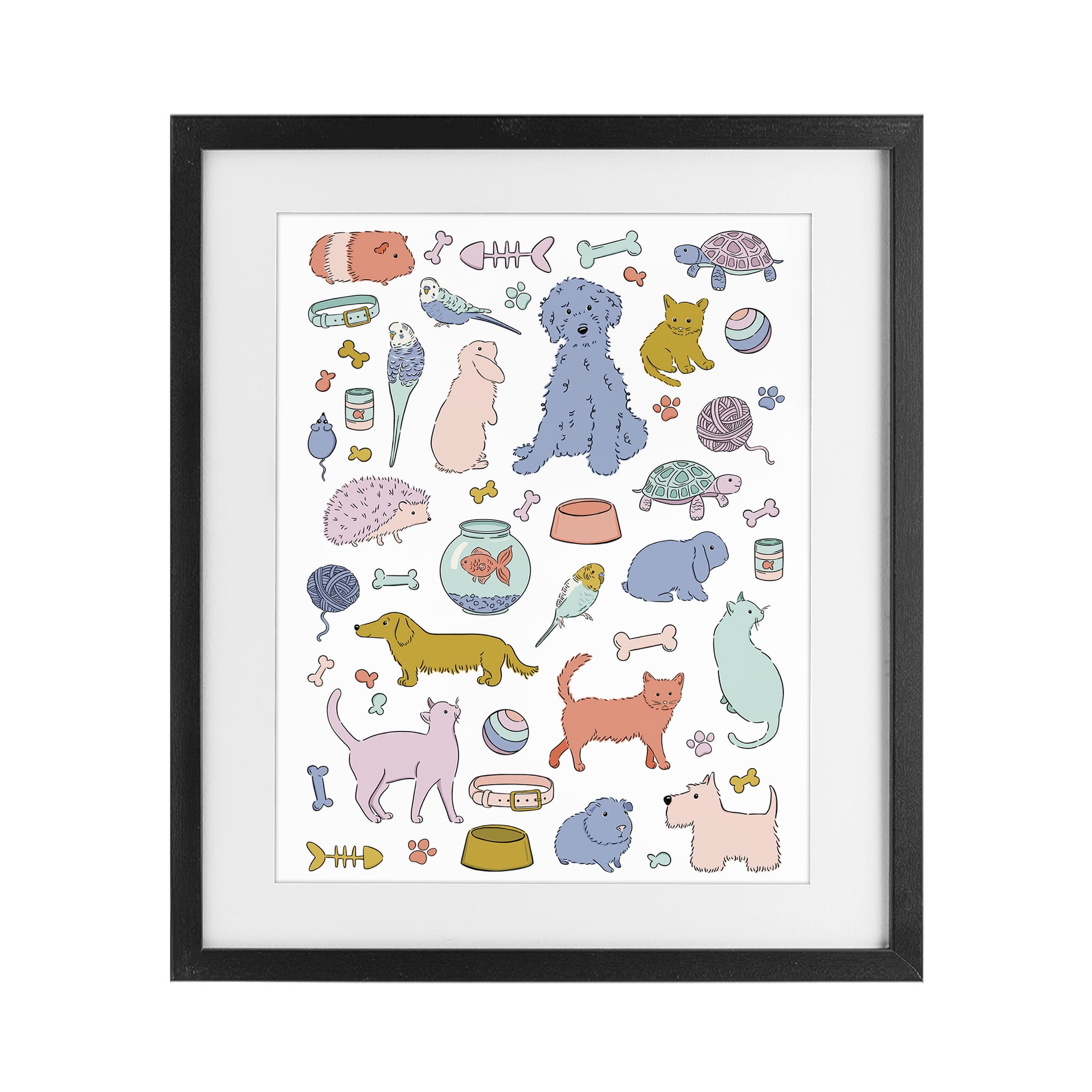 Stupell Industries Pet Shop Menagerie Black Framed Print Under Glass, design by Bethany Sandoval
