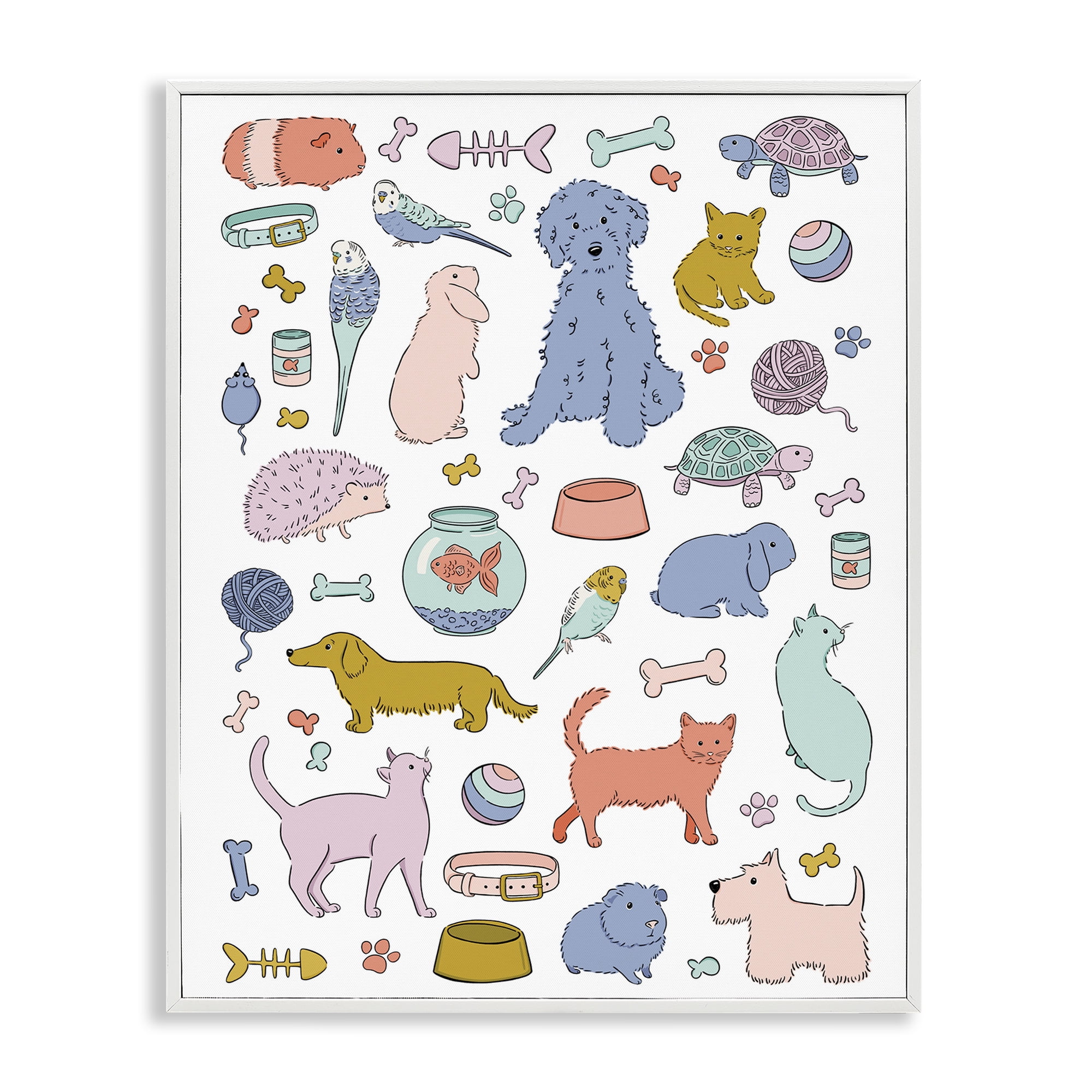 Stupell Industries Pet Shop Menagerie White Framed Giclee Art, design by Bethany Sandoval
