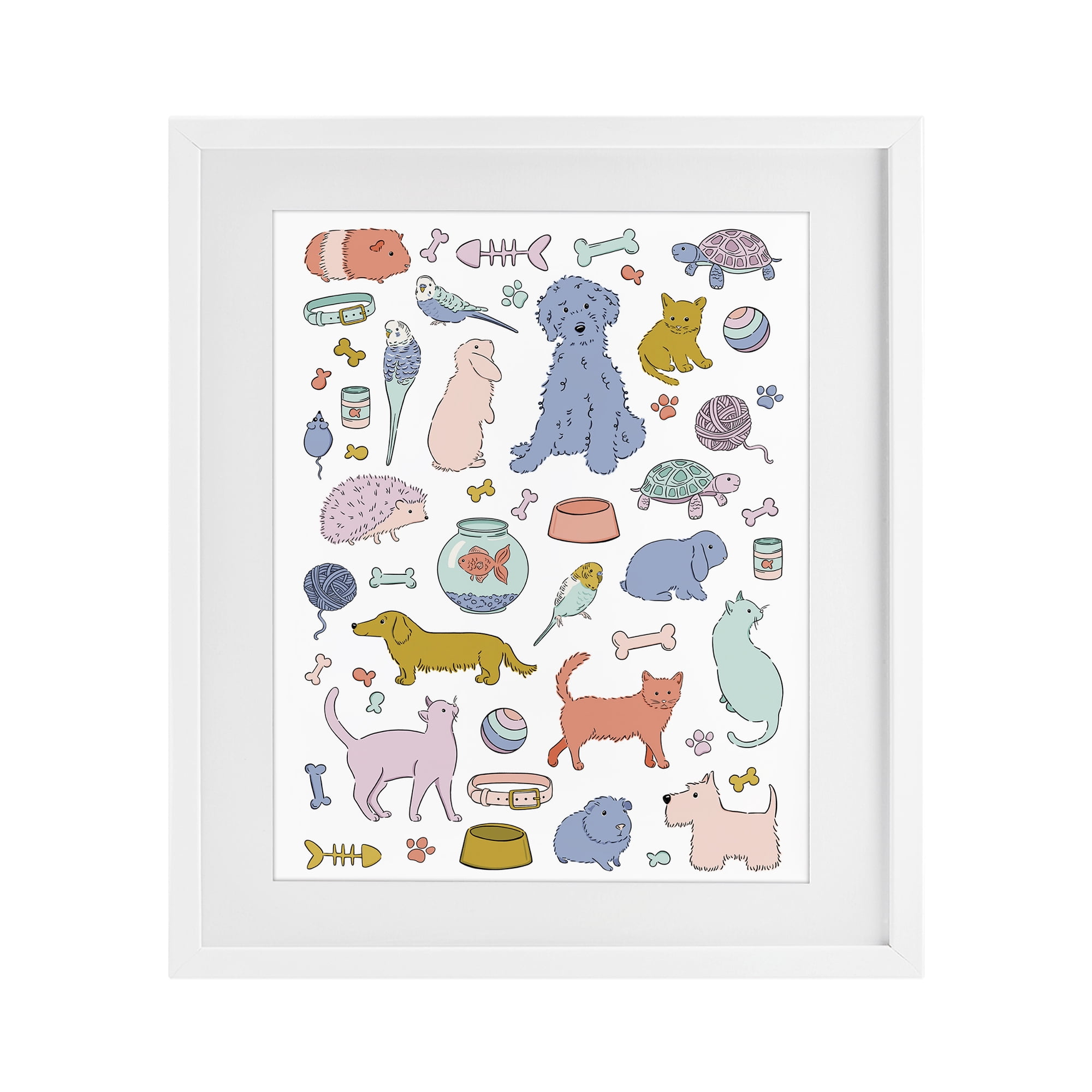 Stupell Industries Pet Shop Menagerie White Framed Print Under Glass, design by Bethany Sandoval