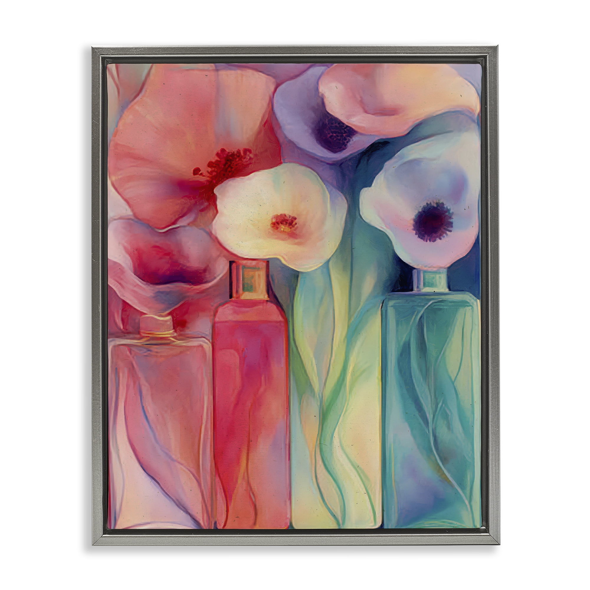 Stupell Industries Petal Logic Gradient Gray Framed Floater Canvas Wall Art, design by Annabelle Hall
