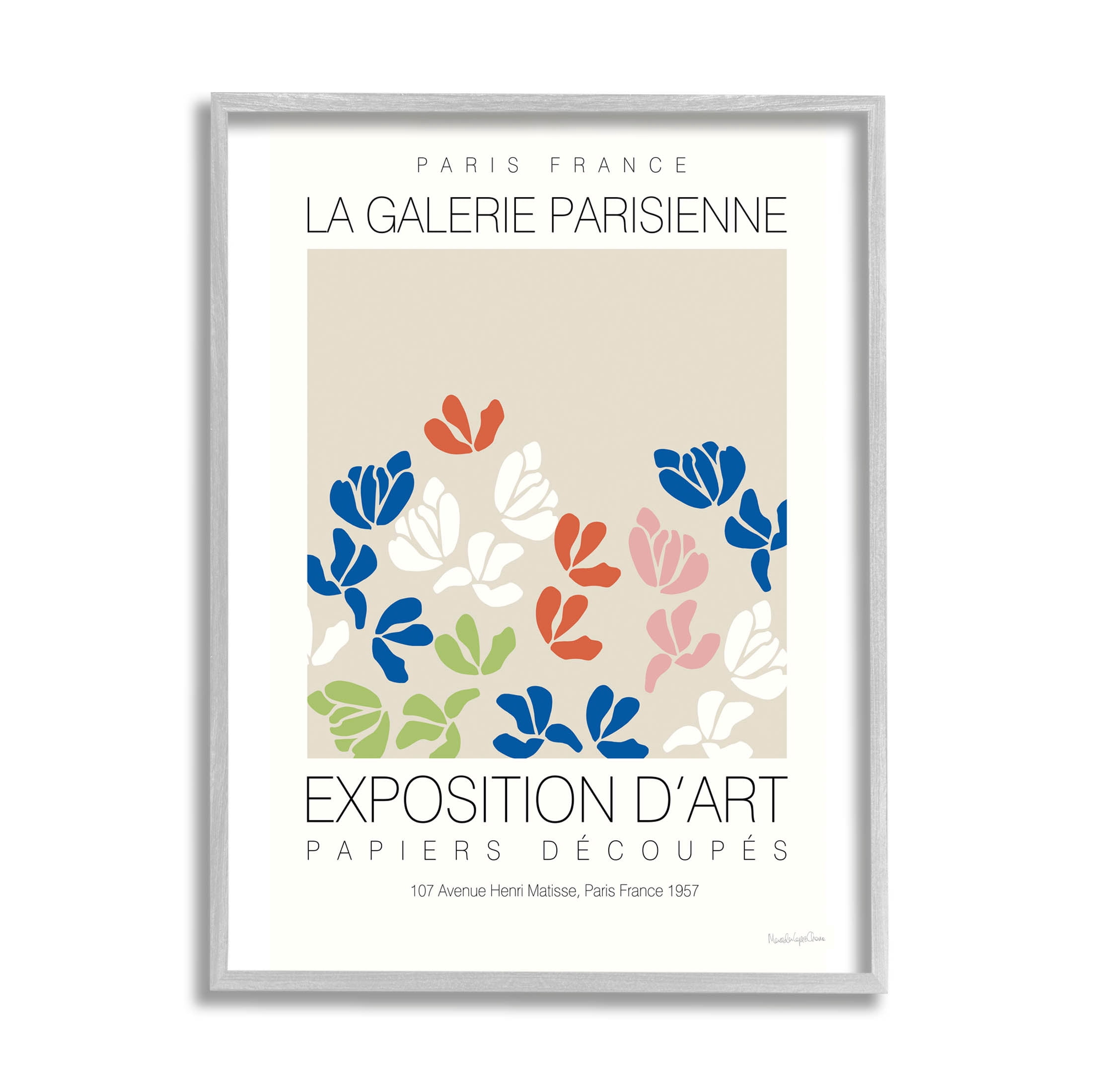 Stupell Industries Petal Silhouettes Gallery Exhibition Graphic Art Gray Framed Art Print Wall Art, Design by Mercedes Lopez Charro