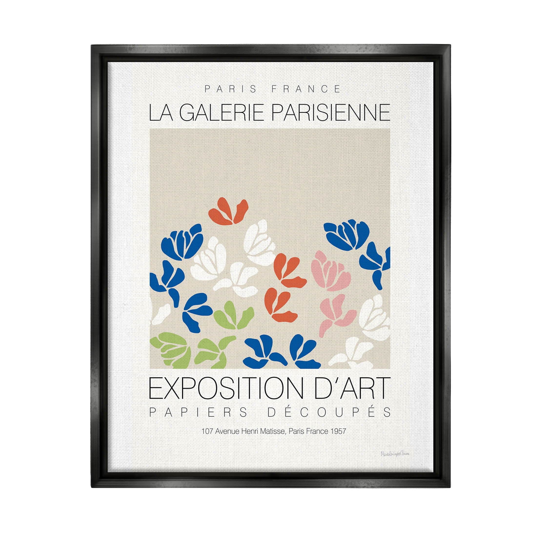 Stupell Industries Petal Silhouettes Gallery Exhibition Graphic Art Jet Black Floating Framed Canvas Print Wall Art, Design by Mercedes Lopez Charro