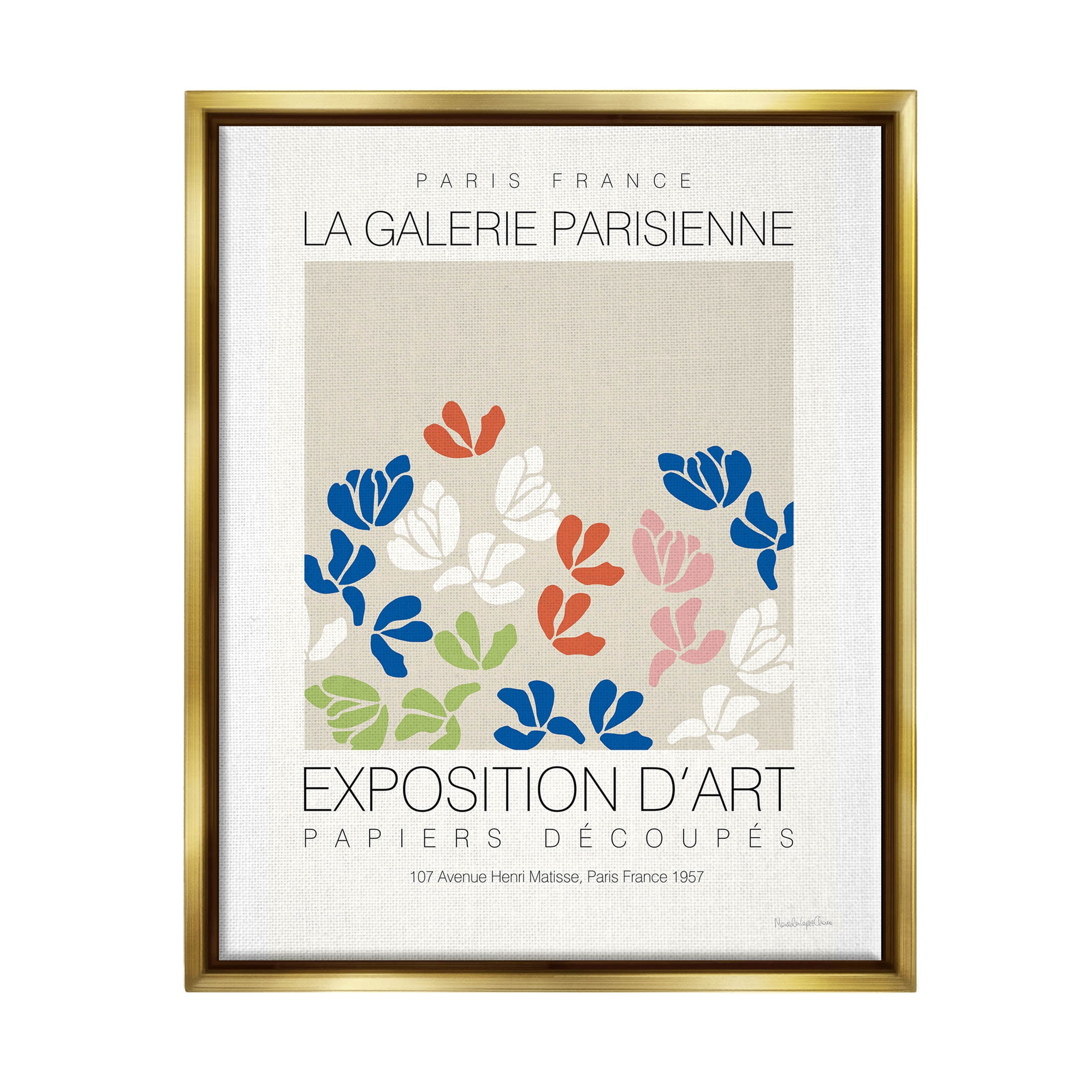 Stupell Industries Petal Silhouettes Gallery Exhibition Graphic Art Metallic Gold Floating Framed Canvas Print Wall Art, Design by Mercedes Lopez Charro