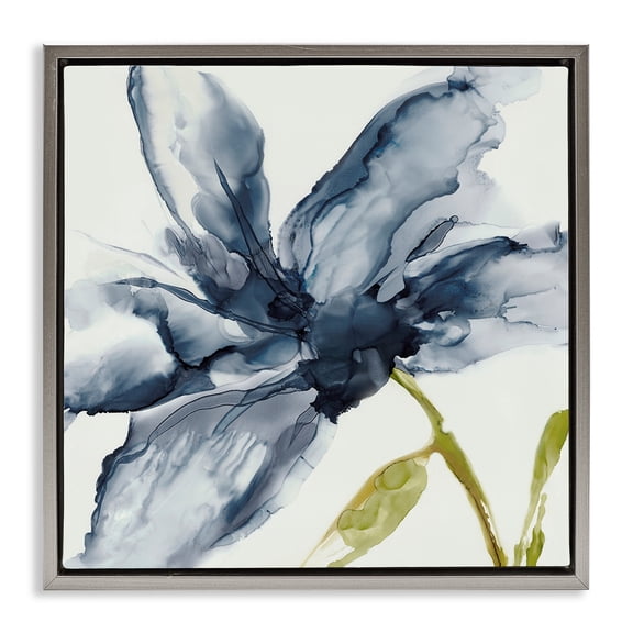 Stupell Industries Petals Of Sky Flower Gray Framed Floater Canvas Wall Art design by Jacob Q, 25 x 25