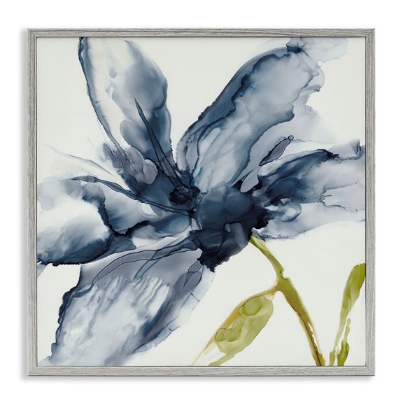 Stupell Industries Petals Of Sky Flower Gray Framed Giclee Art design by Jacob Q, 12 x 12