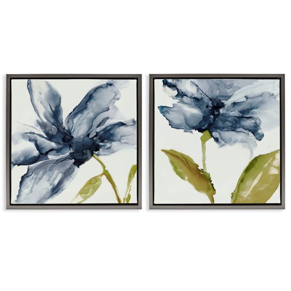 Stupell Industries Petals Of The Sky 2 Piece Gray Framed Floater Canvas Set design by Jacob Q, 25 x 25