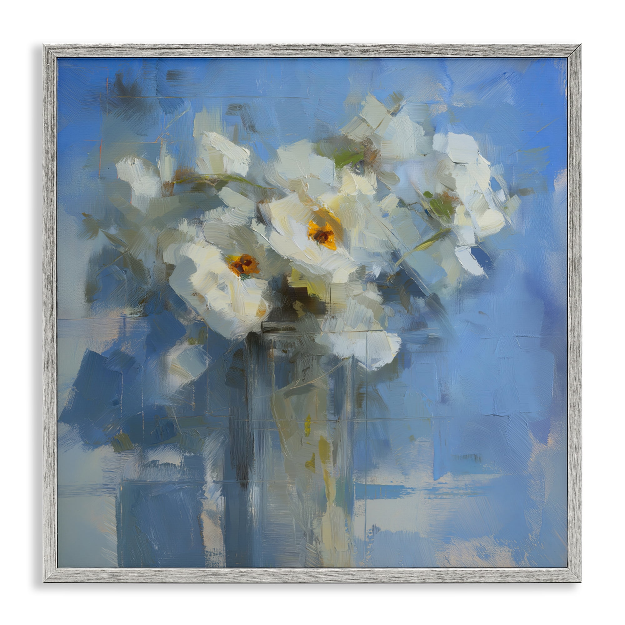 Stupell Industries Petals Remembered Abstract Gray Framed Giclee Art, design by Svetlana Aleynikova