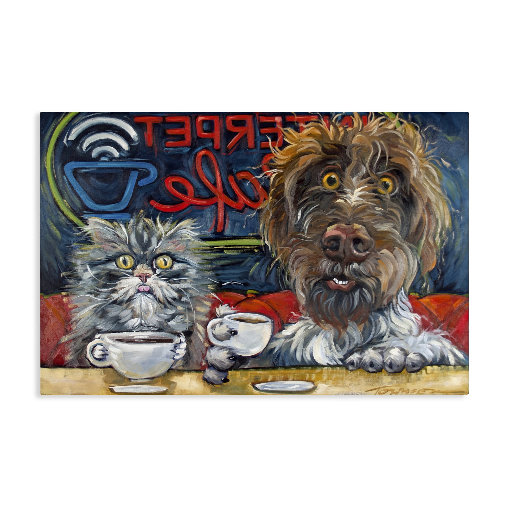 Stupell Industries Pets Wired At The Cafe Canvas Wall Art, design by CR Townsend