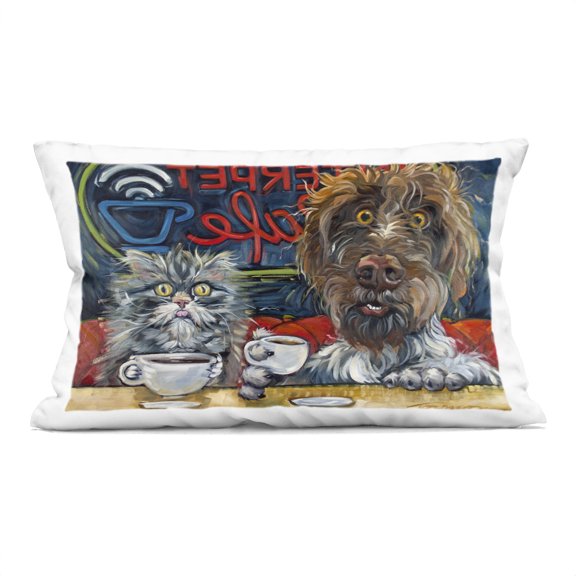 Stupell Industries Pets Wired At The Cafe Decorative Printed Throw Pillow, design by CR Townsend, 14 x 7 x 20