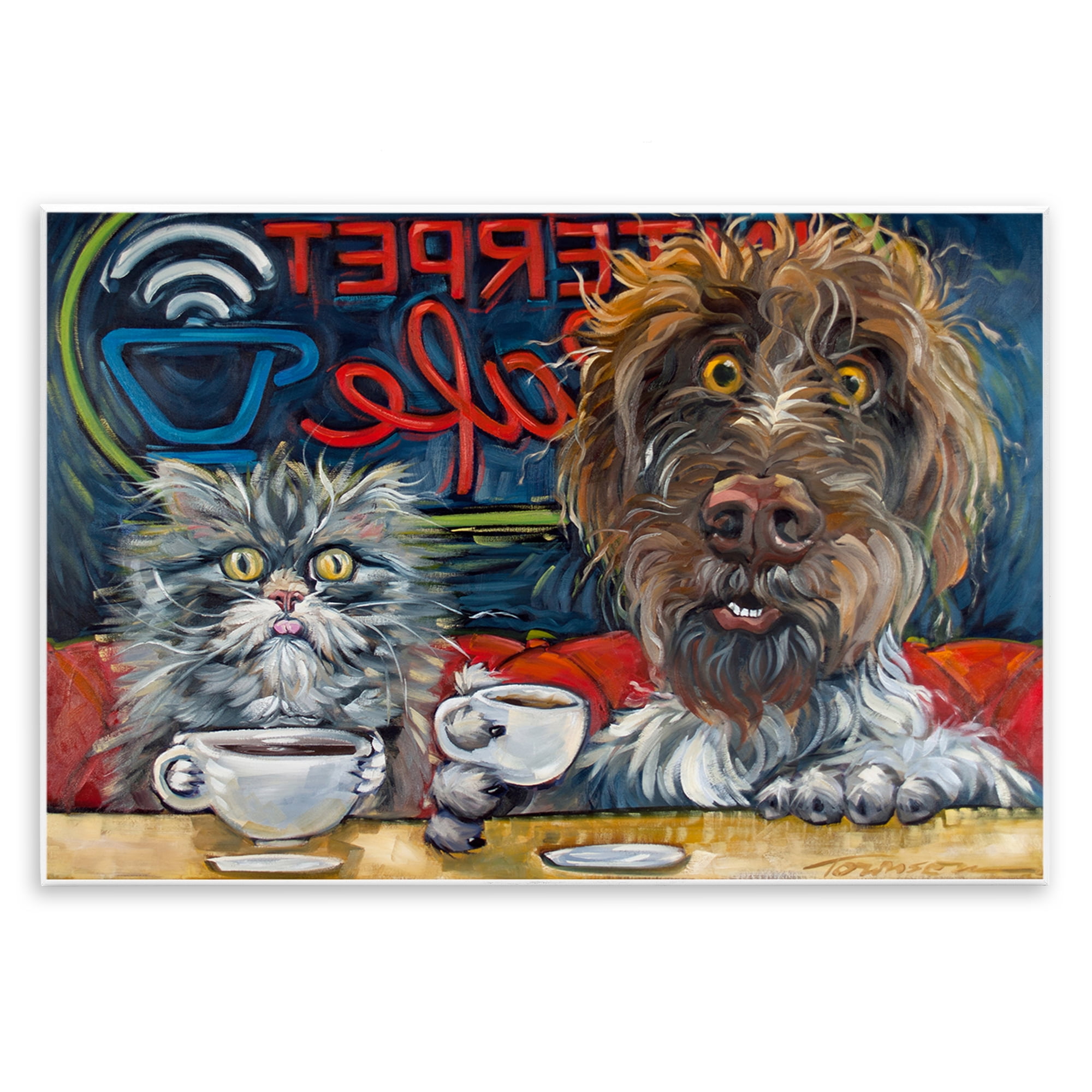 Stupell Industries Pets Wired At The Cafe Wall Plaque Art, design by CR Townsend