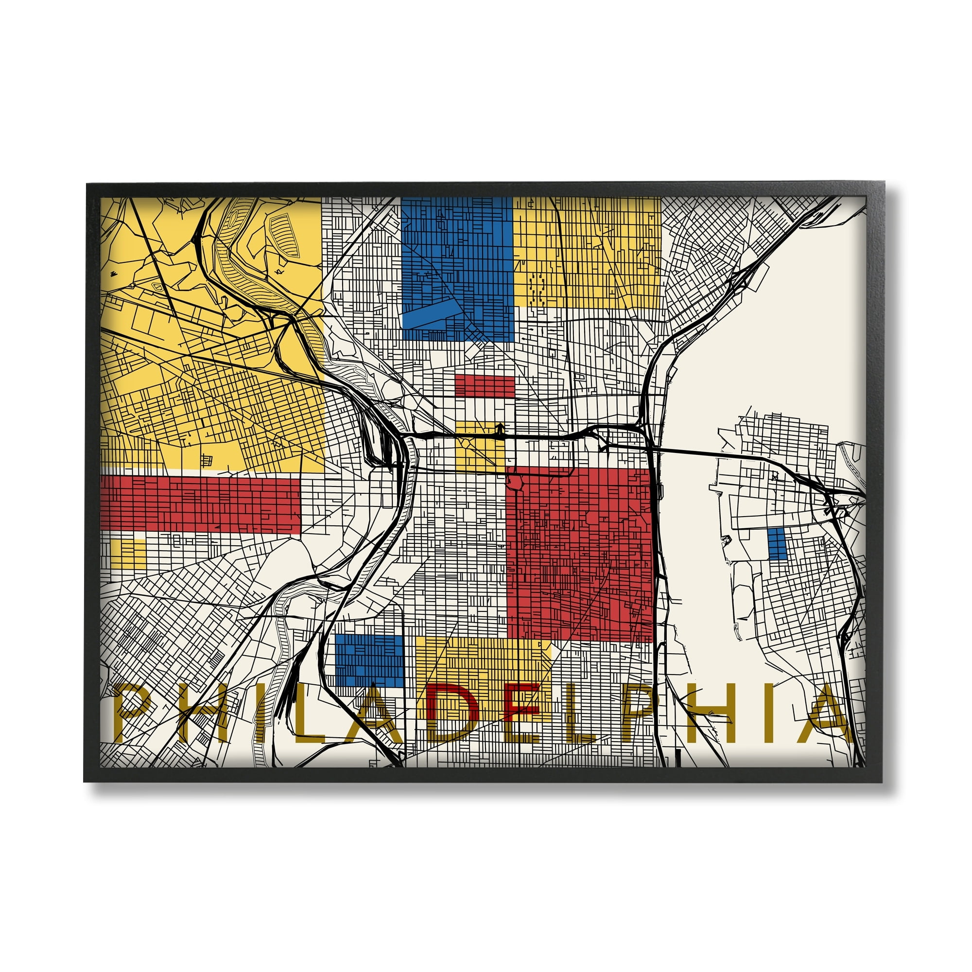 Stupell Industries Philadelphia Pennsylvania City Grid Classic Abstract Square Shapes, 20 x 16, Design by Daphne Polselli