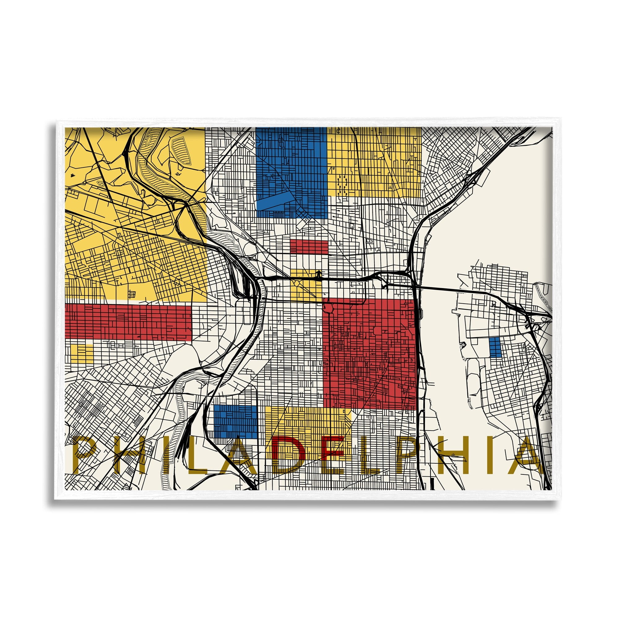 Stupell Industries Philadelphia Pennsylvania City Grid Classic Abstract Square Shapes, 30 x 24, Design by Daphne Polselli