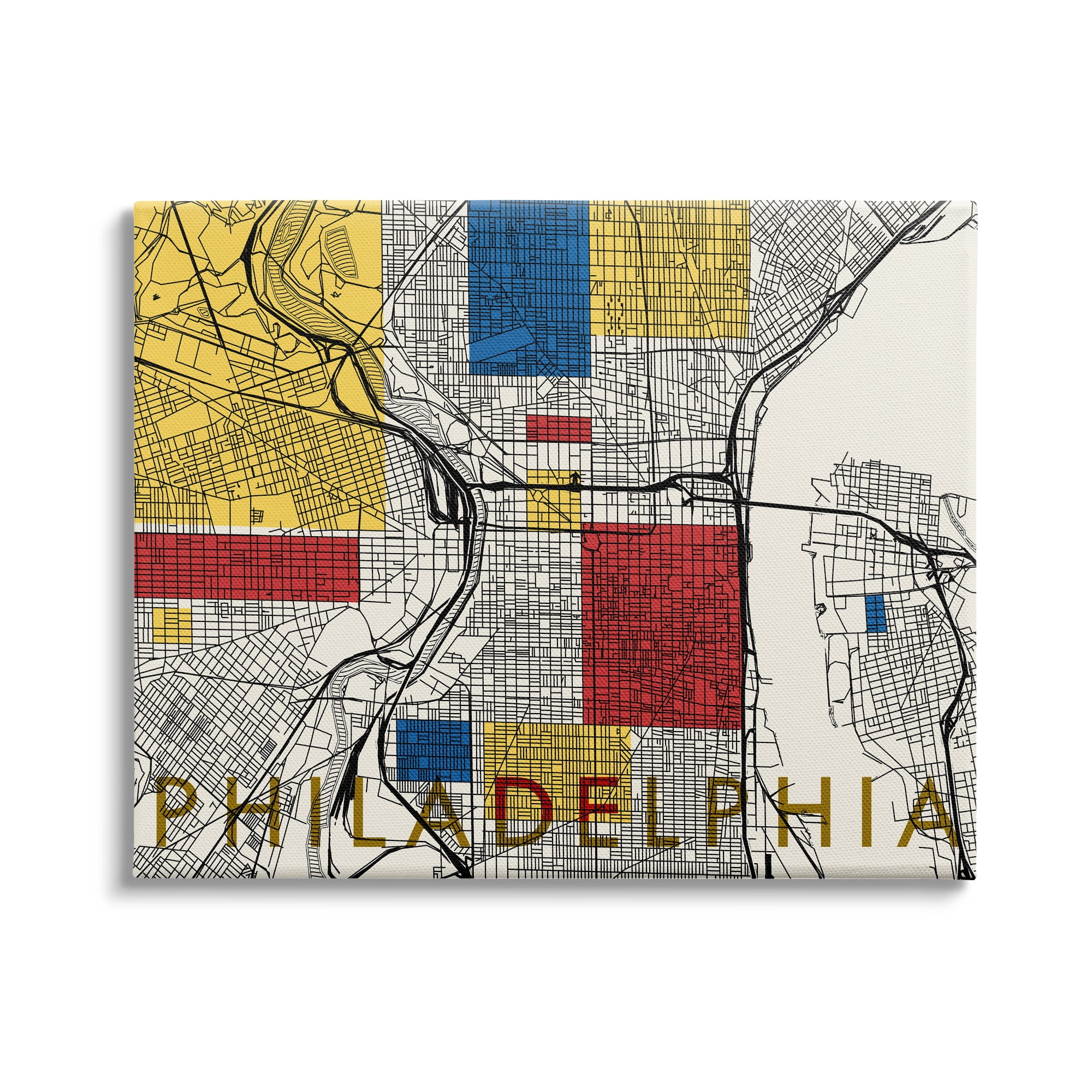 Stupell Industries Philadelphia Pennsylvania City Grid Classic Abstract Square Shapes, 40 x 30, Design by Daphne Polselli