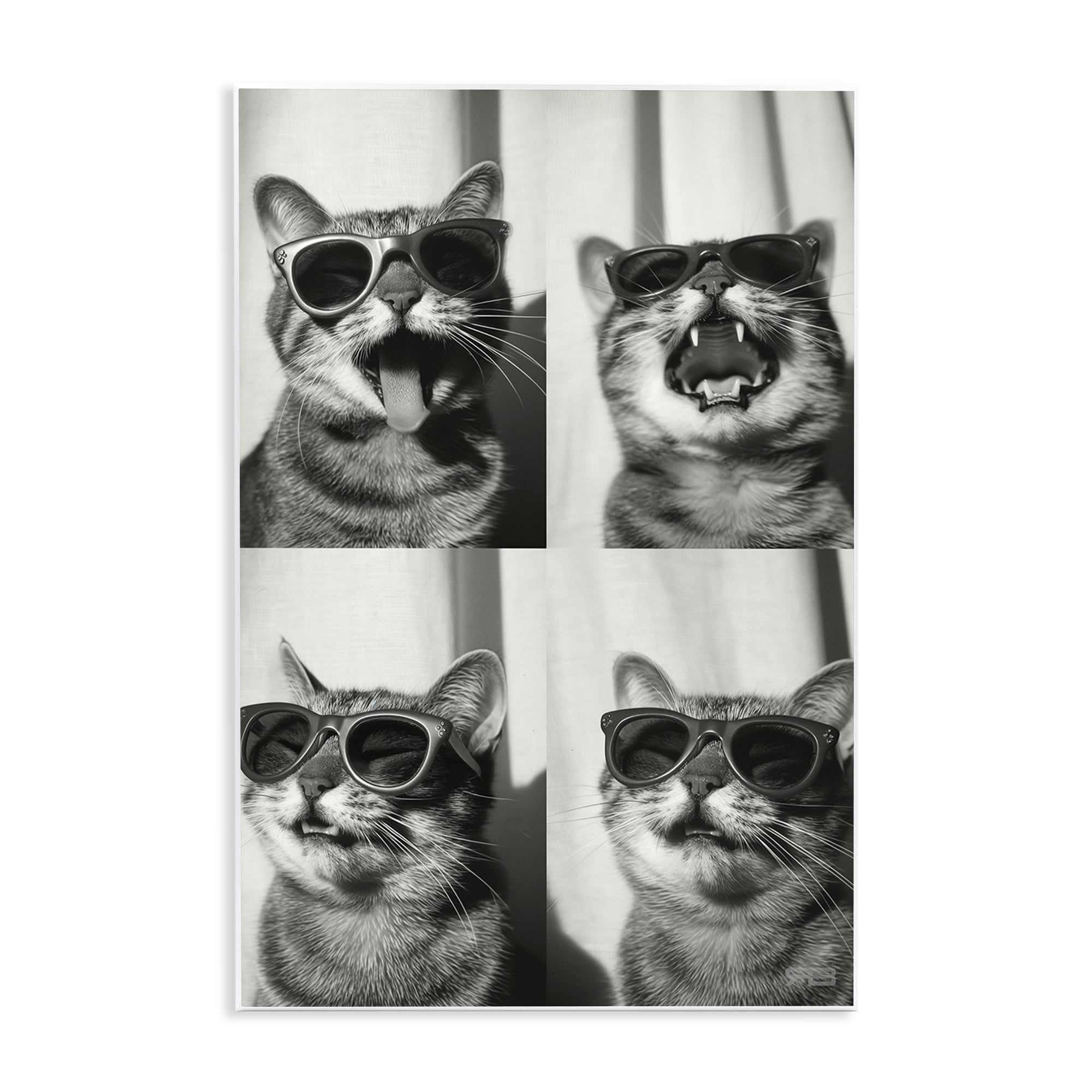 Stupell Industries Photobooth Style Cat Novelty Painting Unframed Art Print Wall Art, 10 x 15