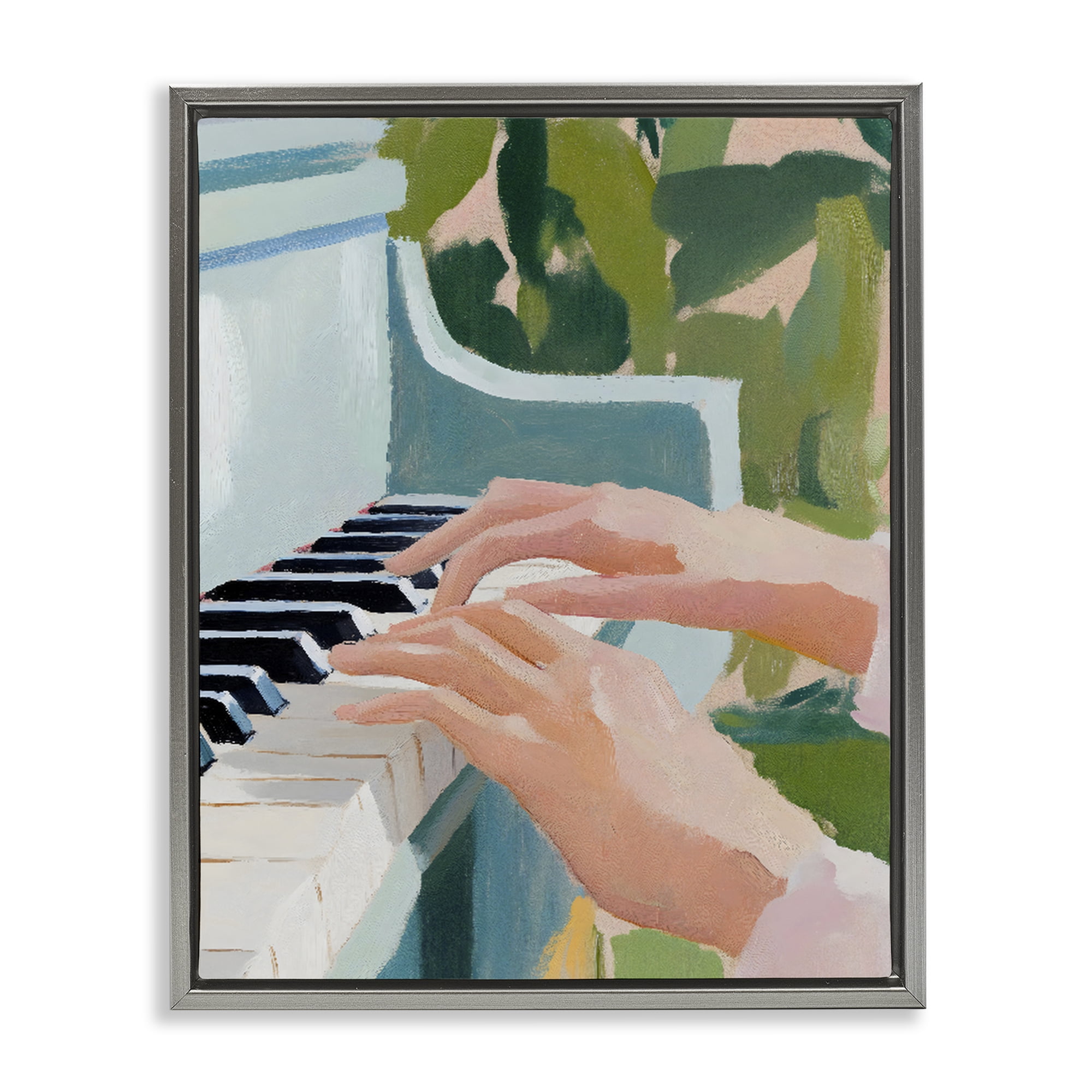 Stupell Industries Piano Hands in Sunlit Space Gray Framed Floater Canvas Wall Art, design by The Prints Vibe