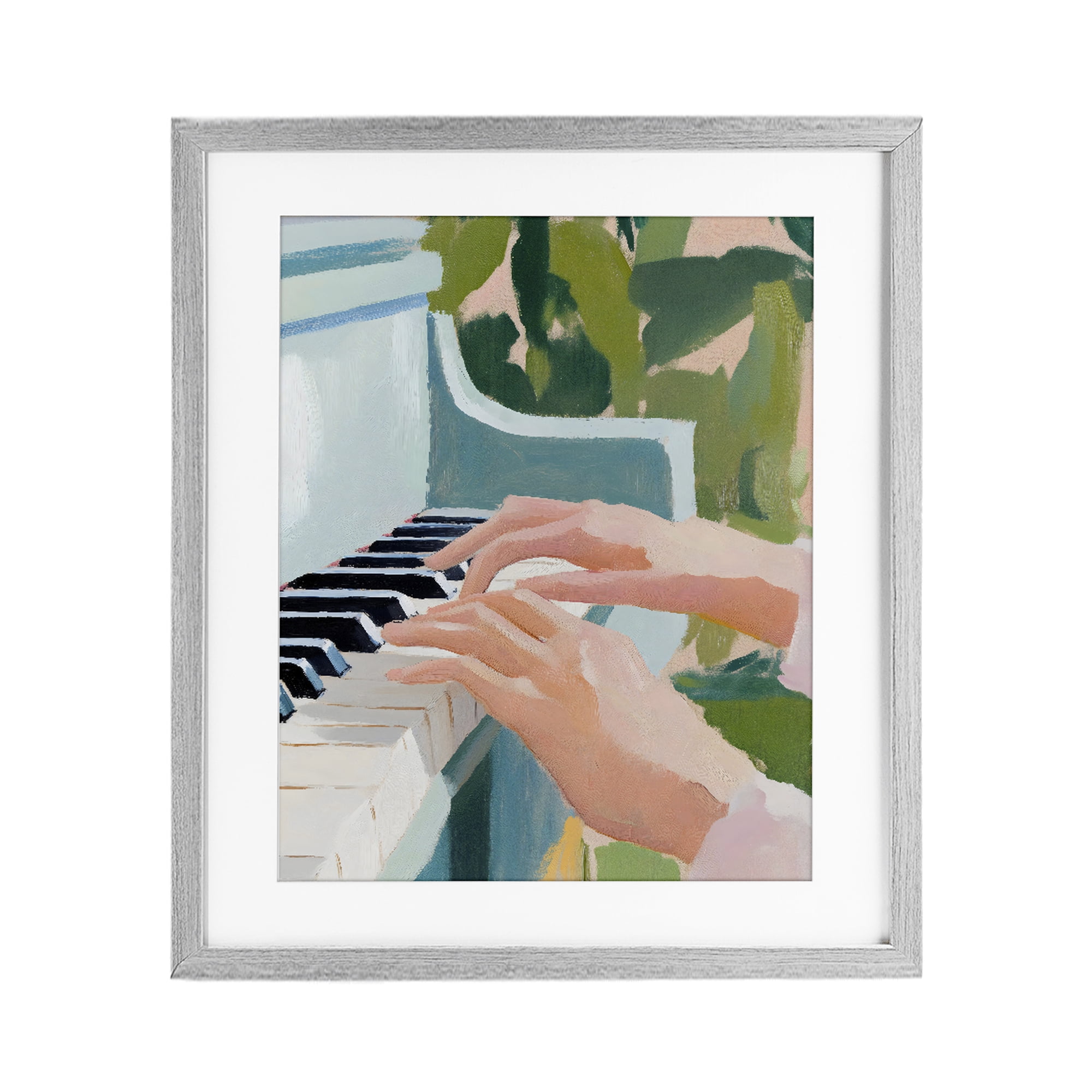 Stupell Industries Piano Hands in Sunlit Space Gray Framed Print Under Glass, design by The Prints Vibe