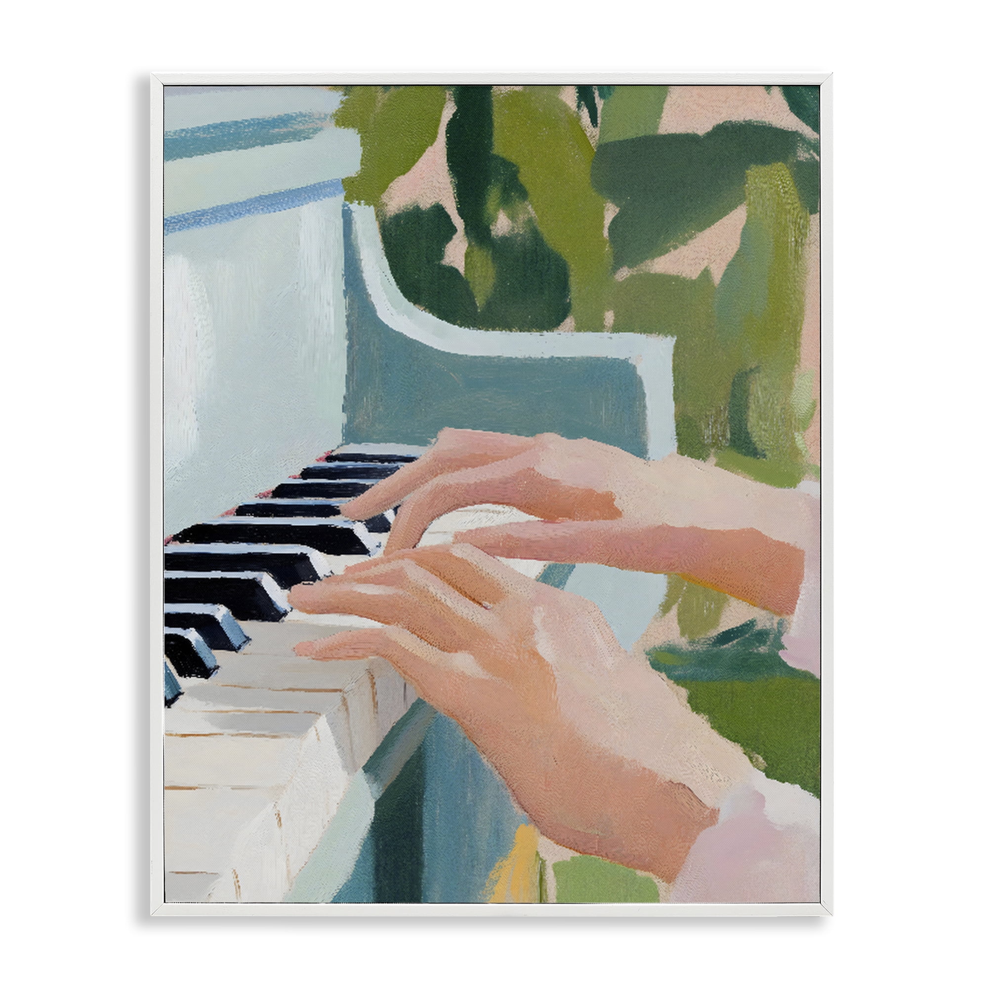 Stupell Industries Piano Hands in Sunlit Space White Framed Giclee Art, design by The Prints Vibe