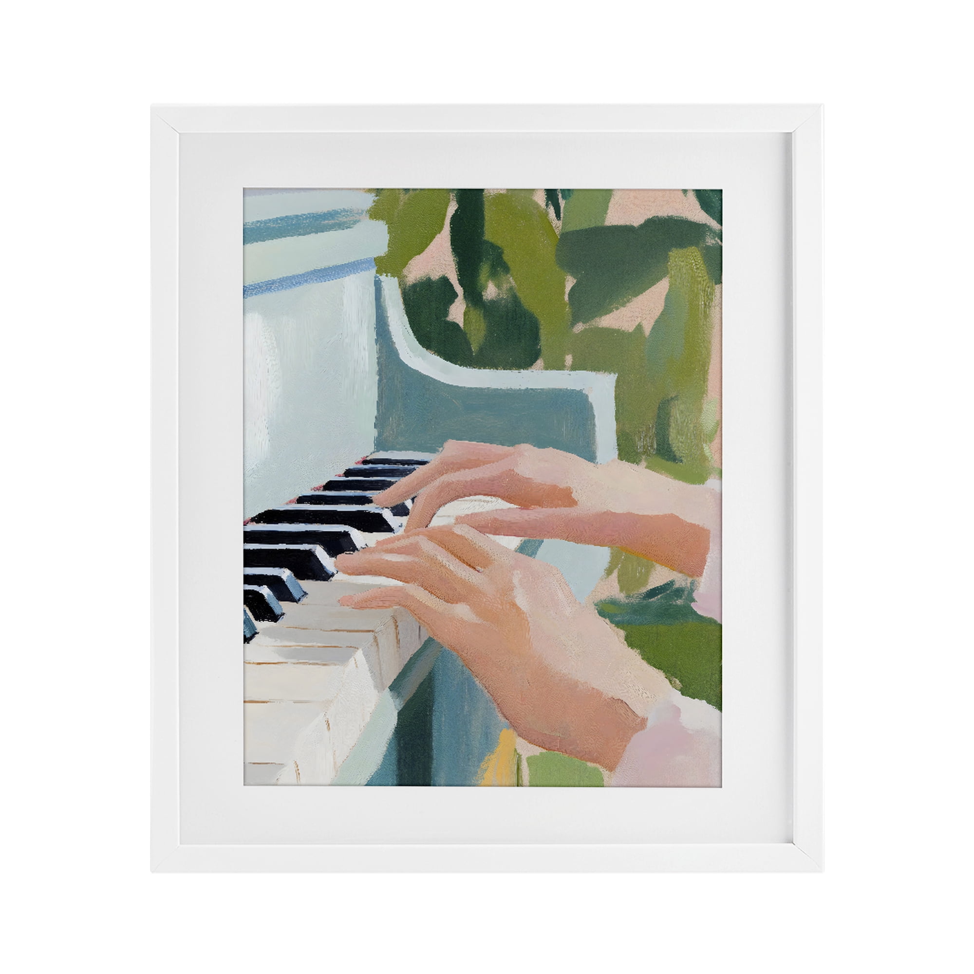 Stupell Industries Piano Hands in Sunlit Space White Framed Print Under Glass, design by The Prints Vibe