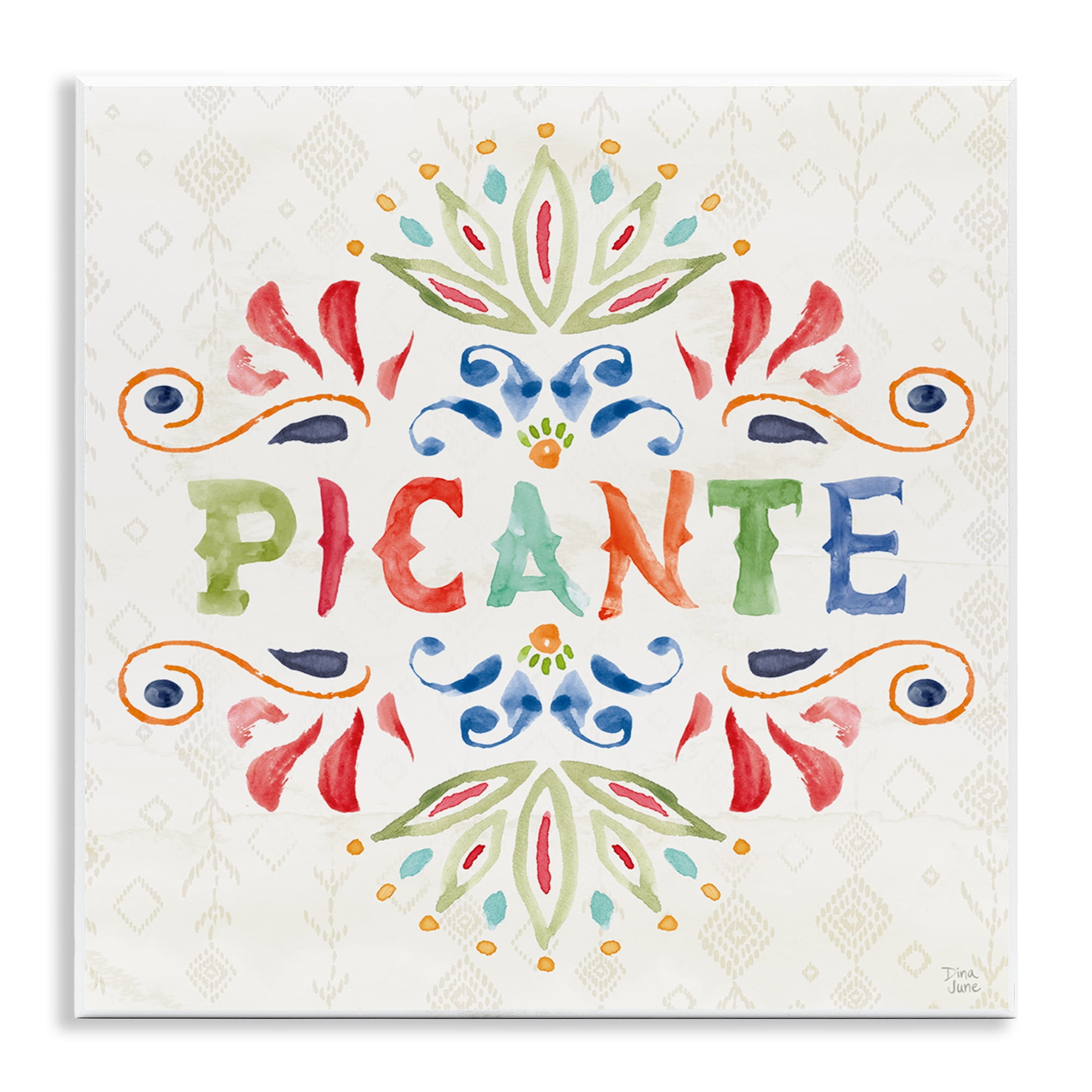 Stupell Industries Picante con Patrón Vibrante Inspirational Quotes & Sayings Painting Unframed Art Print Wall Art, 12 x 12
