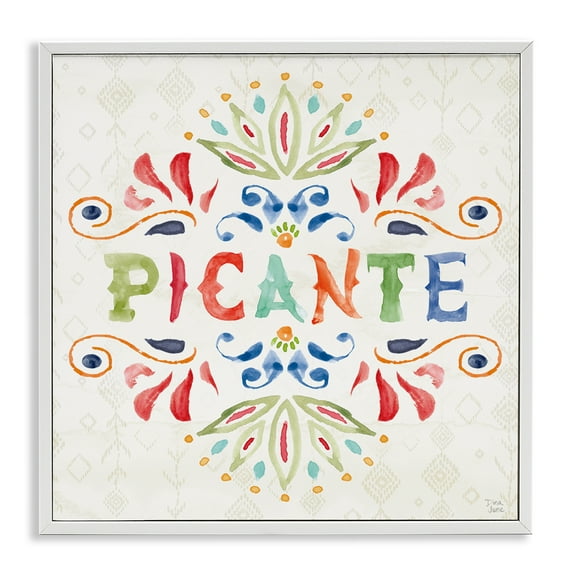 Stupell Industries Picante con Patrón Vibrante Inspirational Quotes & Sayings Painting White Framed Art Print Wall Art, 17 x 17