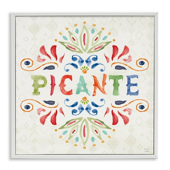 Stupell Industries Picante con Patrón Vibrante Inspirational Quotes & Sayings Painting White Framed Art Print Wall Art, 24 x 24