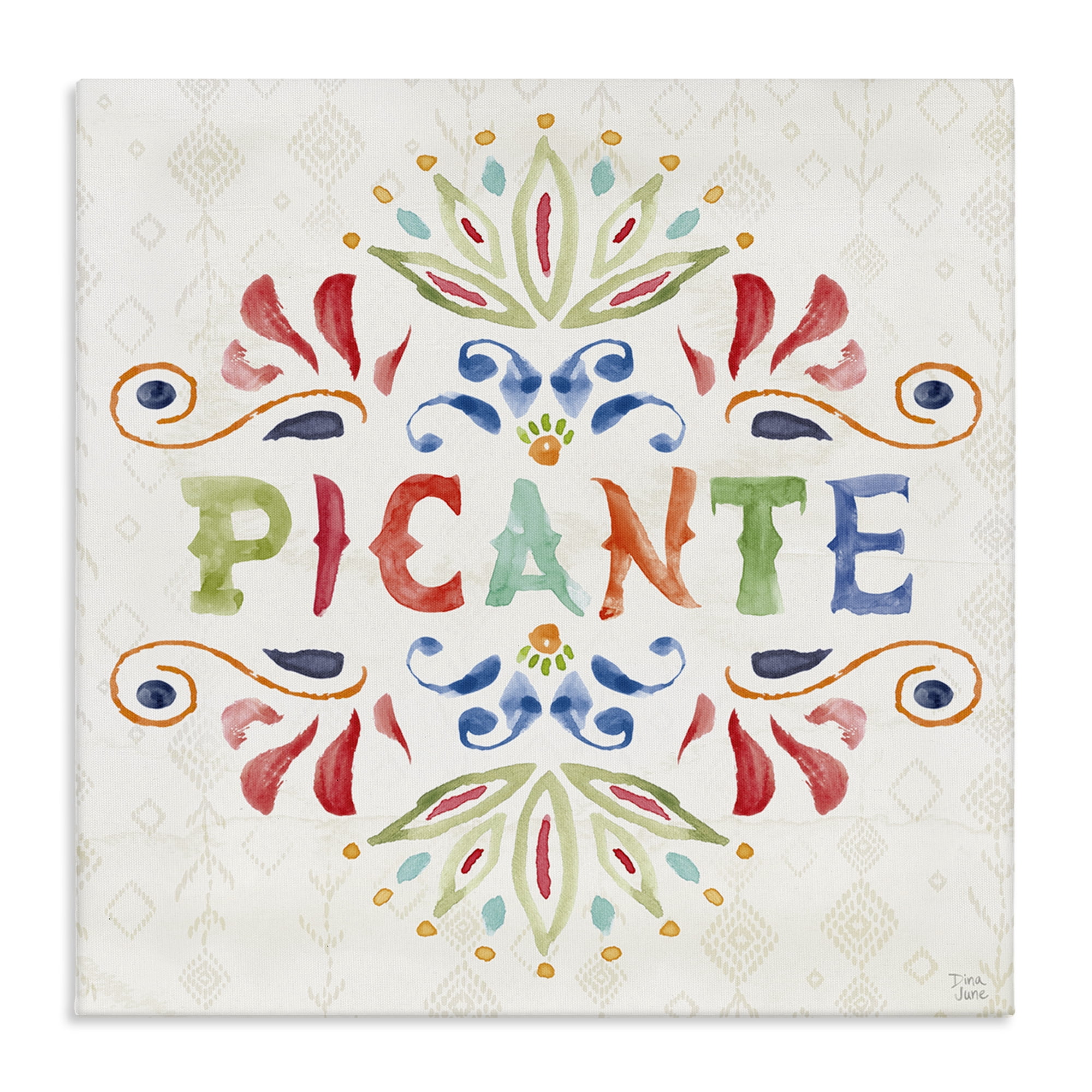 Stupell Industries Picante con Patrón Vibrante Inspirational Quotes & Sayings Painting Wrapped Canvas Art Print Wall Art, 17 x 17