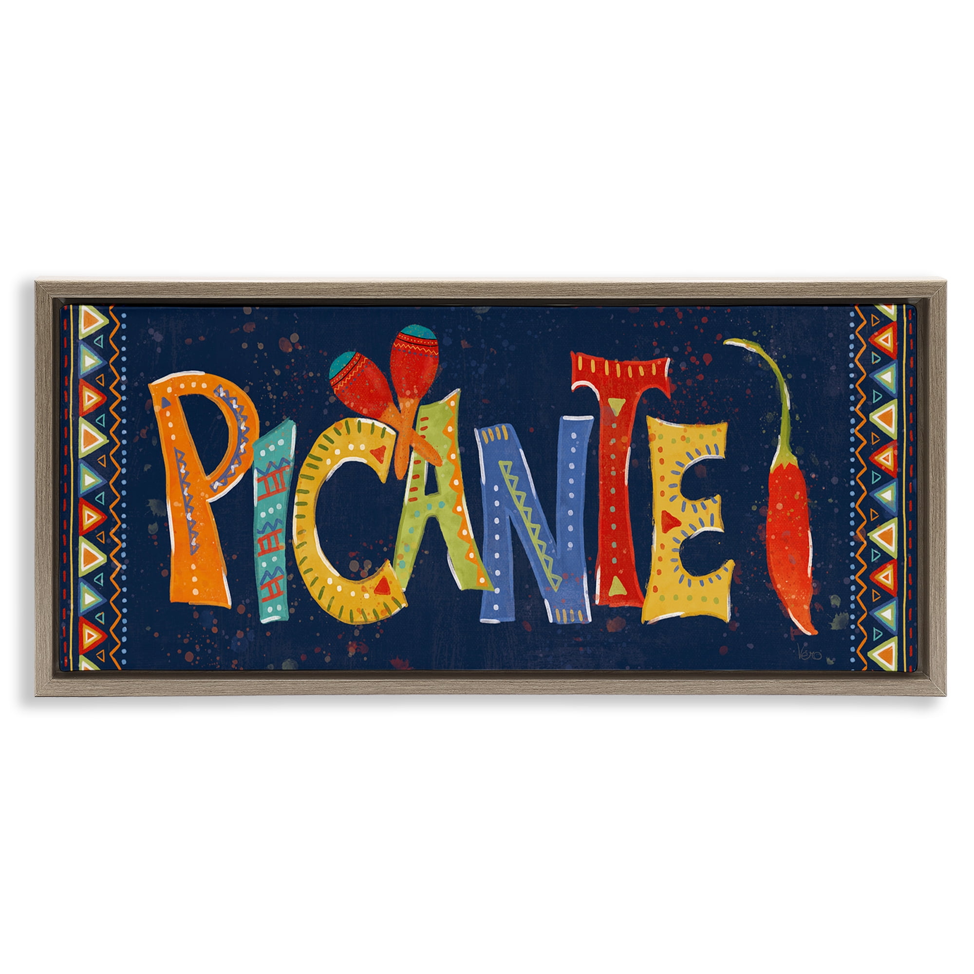 Stupell Industries Picante con Pimiento Colorido Food & Beverage Painting Brown Floater Framed Art Print Wall Art, 31 x 14