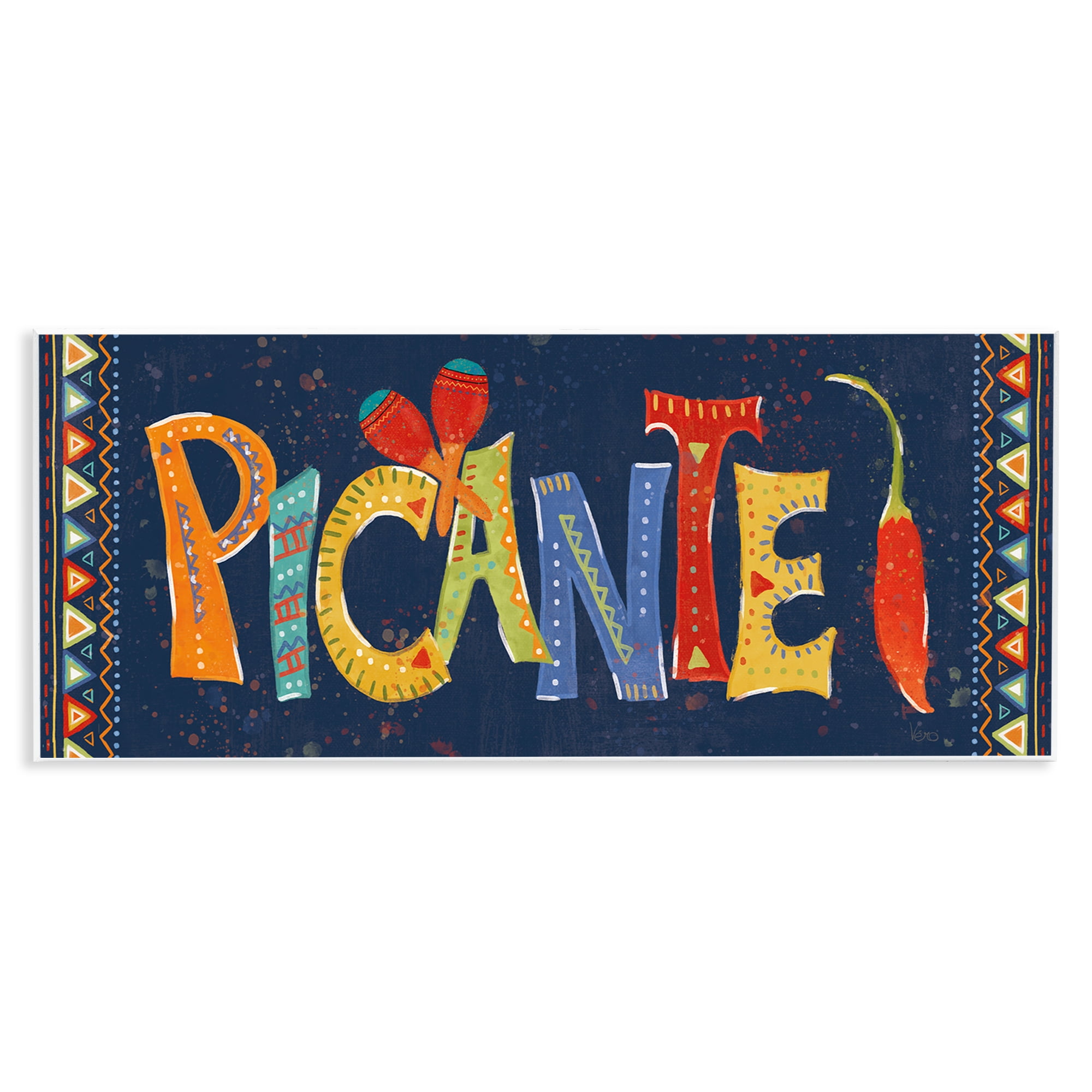 Stupell Industries Picante con Pimiento Colorido Food & Beverage Painting Unframed Art Print Wall Art, 17 x 7