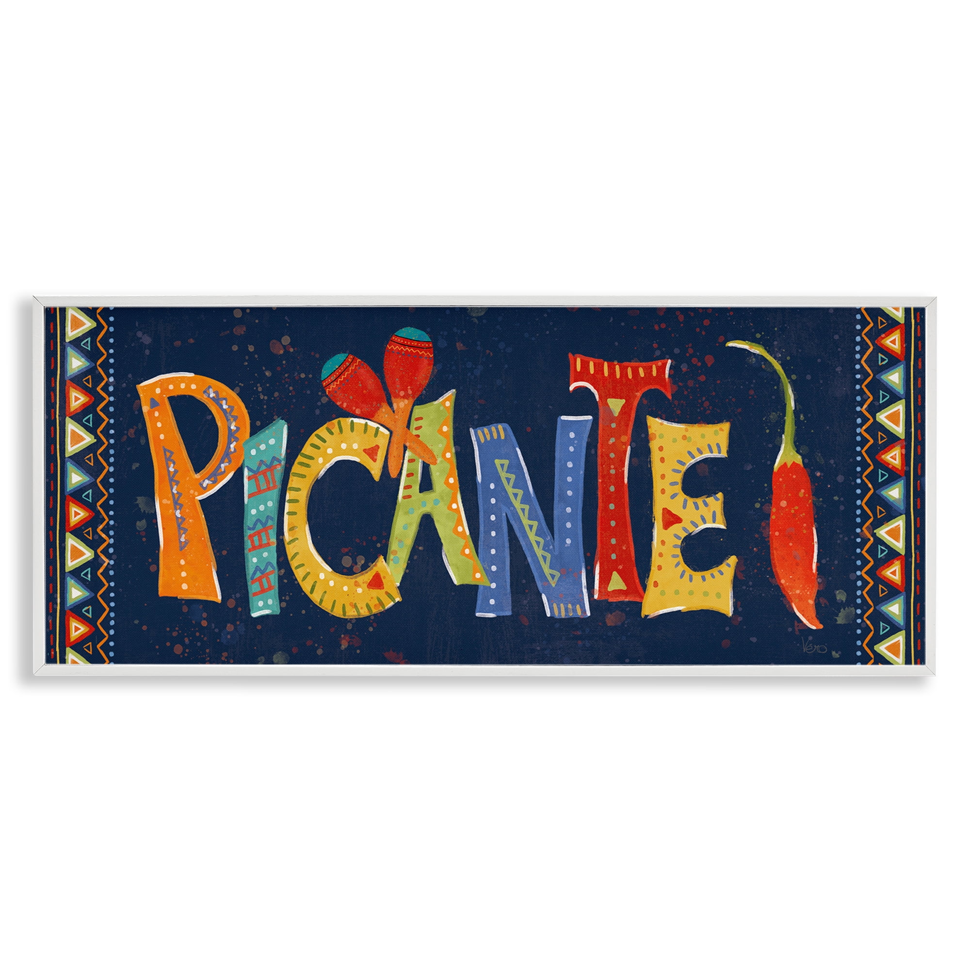 Stupell Industries Picante con Pimiento Colorido Food & Beverage Painting White Framed Art Print Wall Art, 30 x 13