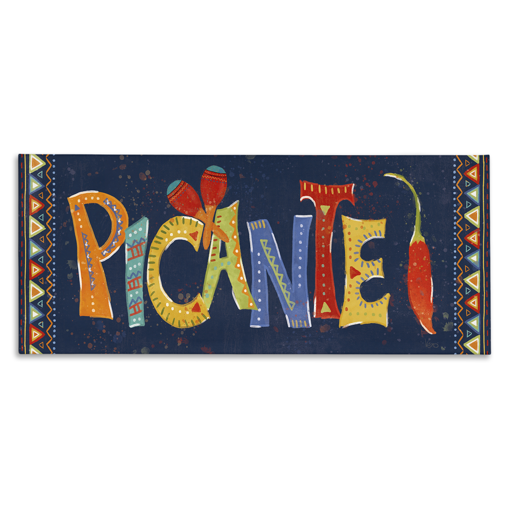Stupell Industries Picante con Pimiento Colorido Food & Beverage Painting Wrapped Canvas Art Print Wall Art, 24 x 10