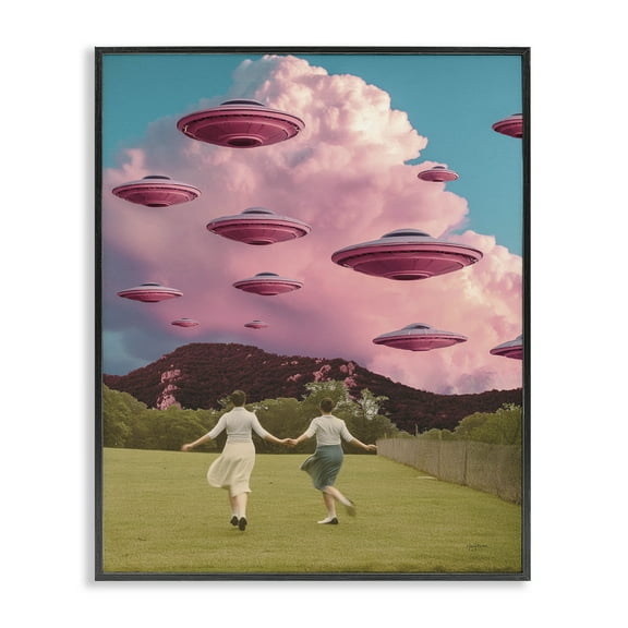 Stupell Industries Pick Me Alien Invasion Fantasy & Sci-Fi Painting Black Framed Art Print Wall Art, 11 x 14