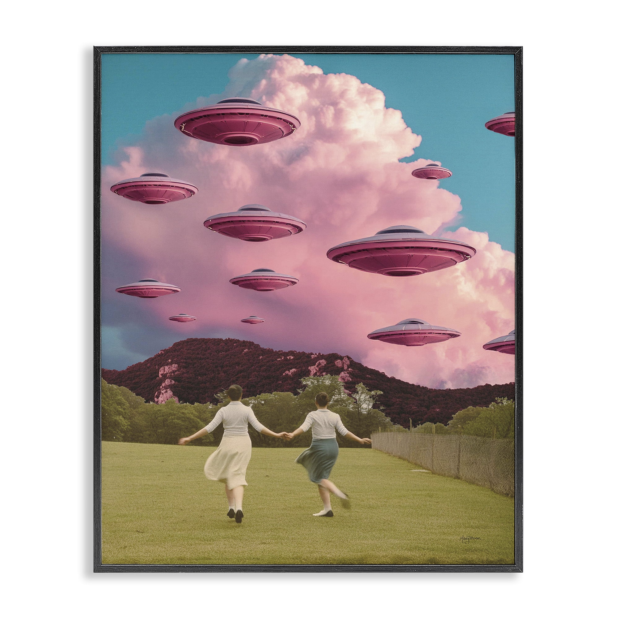 Stupell Industries Pick Me Alien Invasion Fantasy & Sci-Fi Painting Black Framed Art Print Wall Art, 16 x 20