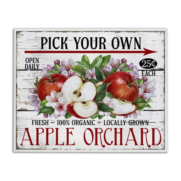Stupell Industries Pick Your Own Apples Food & Beverage Painting White Framed Art Print Wall Art, 14 x 11
